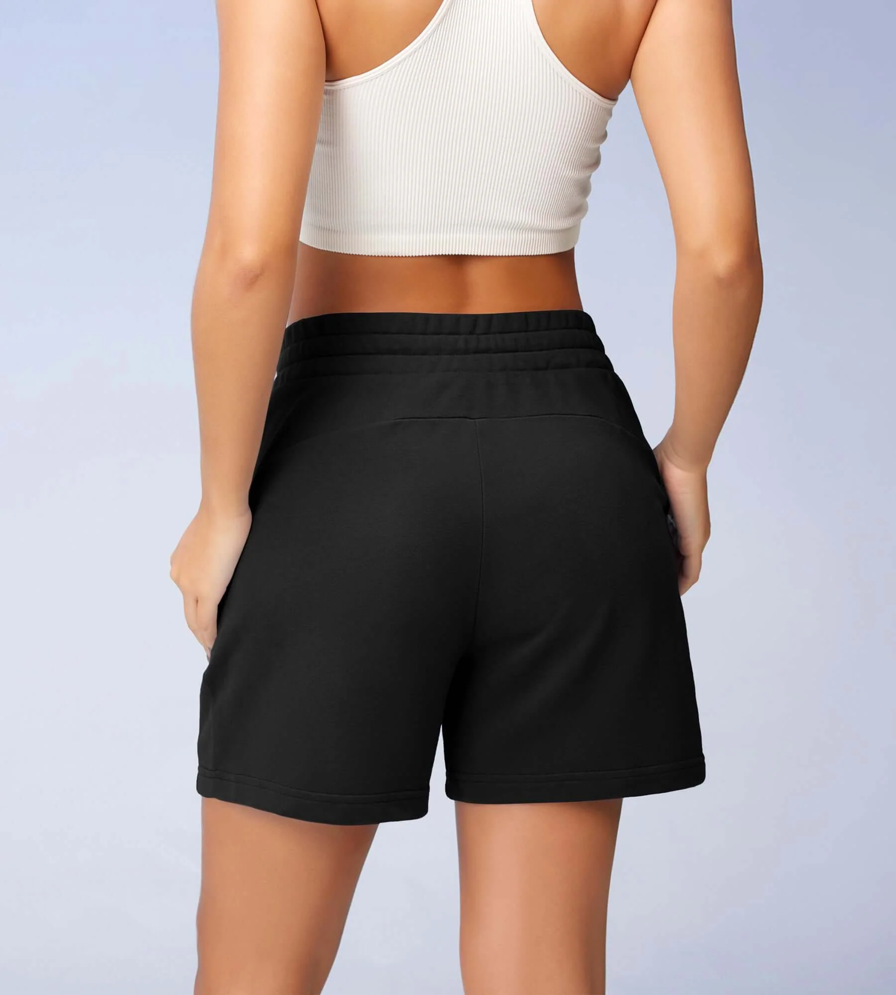 5" Cotton French Terry High Waist Lounge Shorts - Image 8