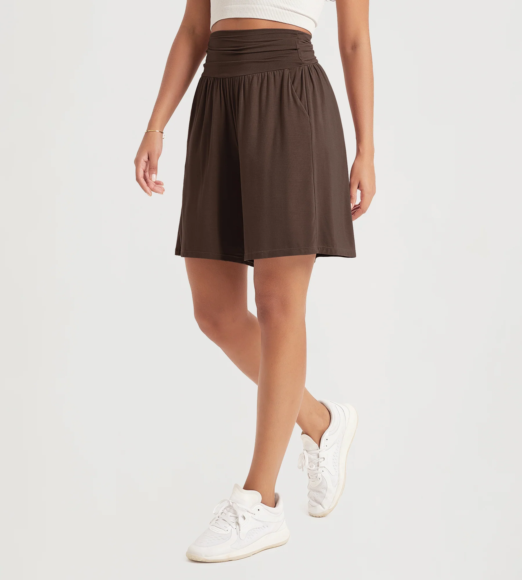 ODODOS 8" Women's Wide Leg Lounge Shorts with Pockets - Image 13