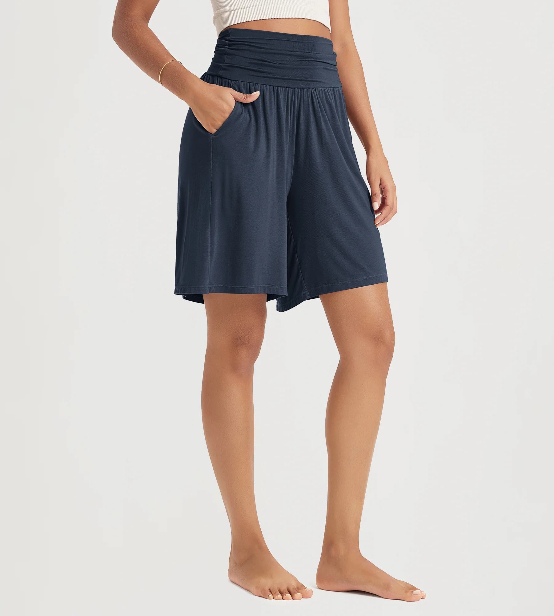 ODODOS 8" Women's Wide Leg Lounge Shorts with Pockets - Image 26
