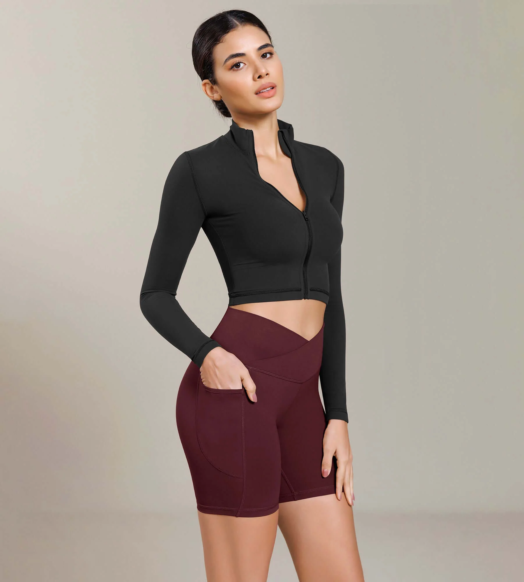 Cloud Feeling Cross Waist Yoga Shorts with Pockets - Image 18