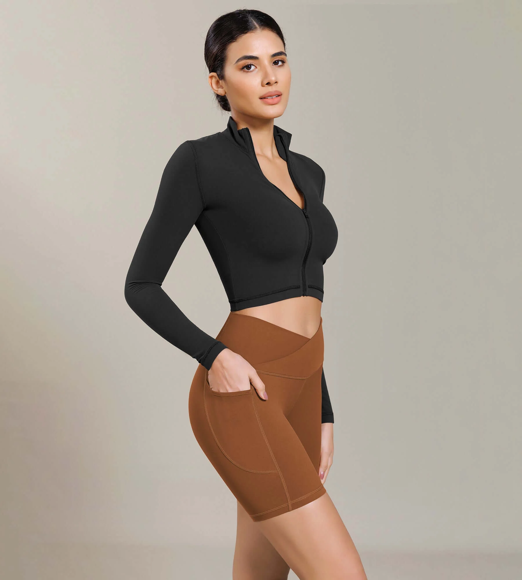 Cloud Feeling Cross Waist Yoga Shorts with Pockets - Image 22
