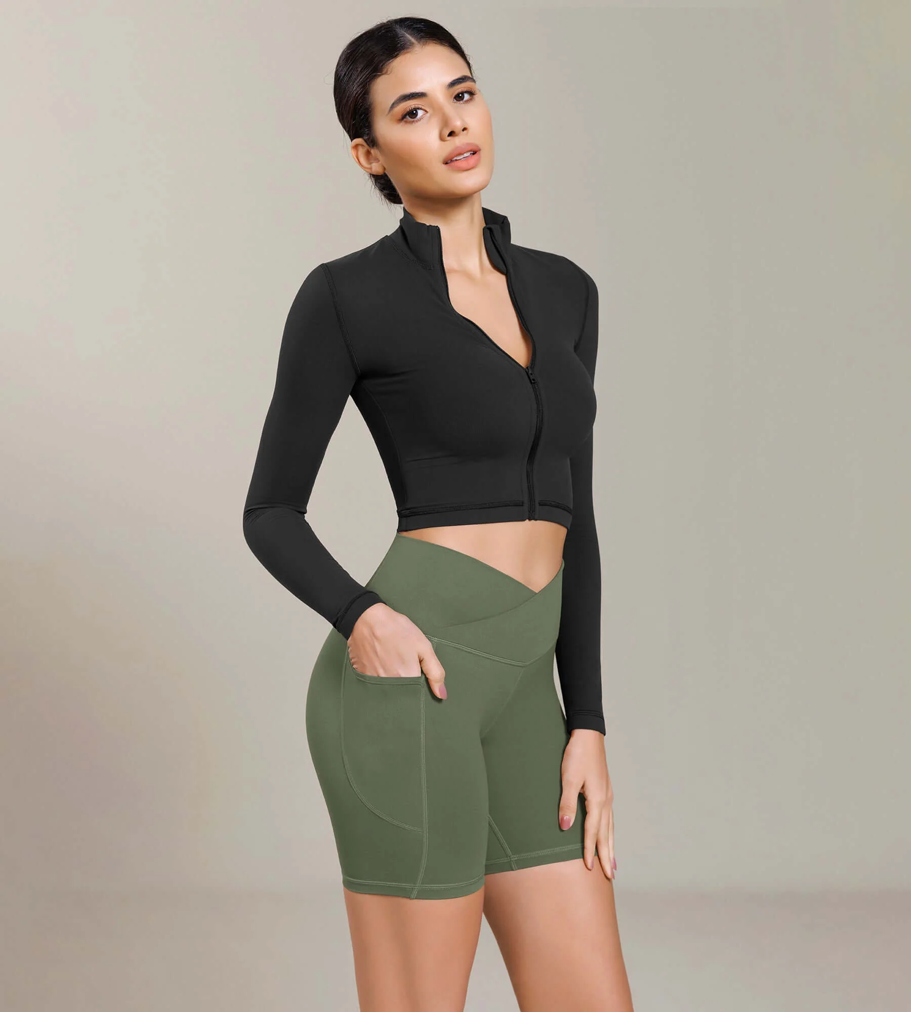 Cloud Feeling Cross Waist Yoga Shorts with Pockets - Image 34