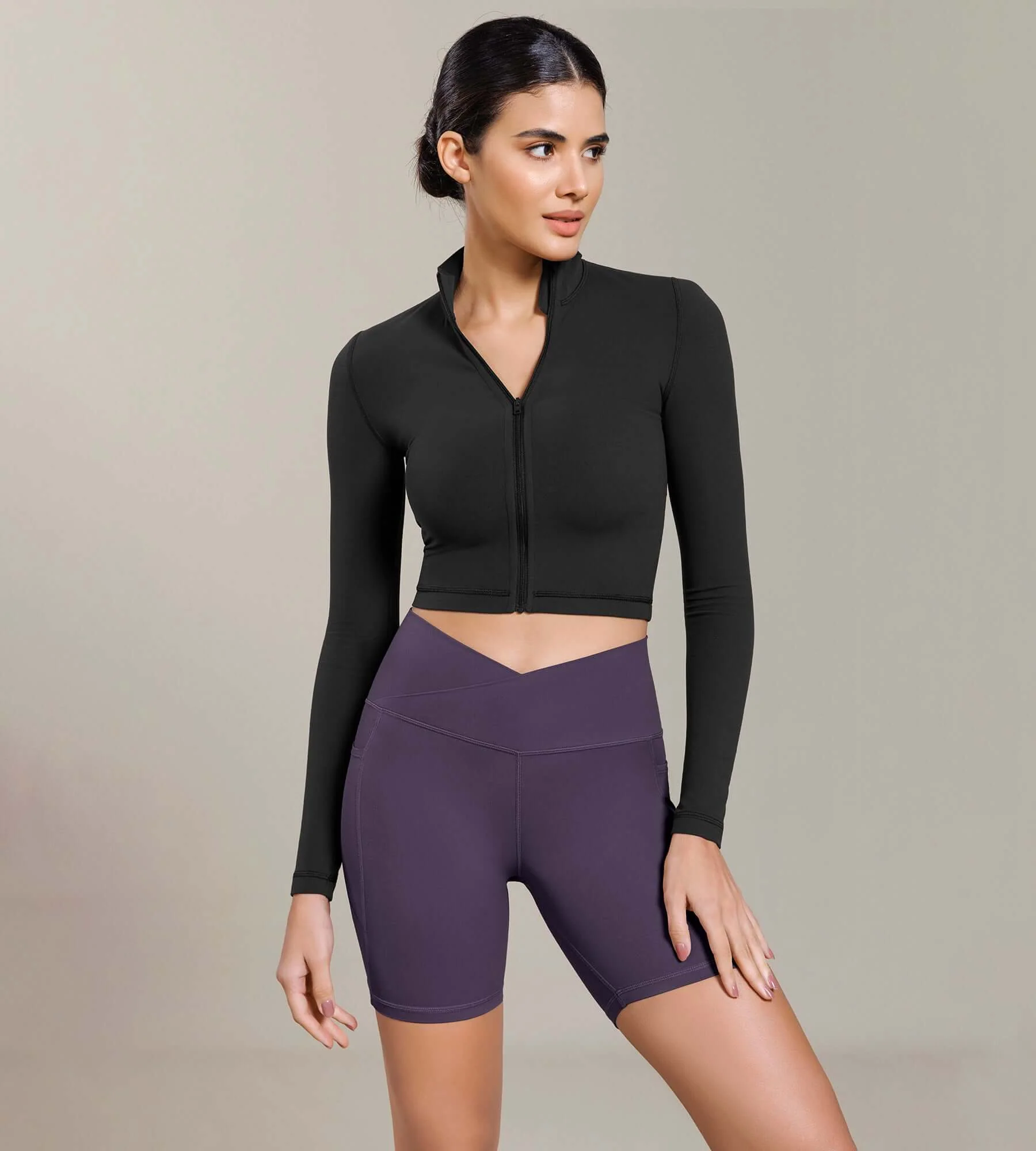 Cloud Feeling Cross Waist Yoga Shorts with Pockets - Image 39