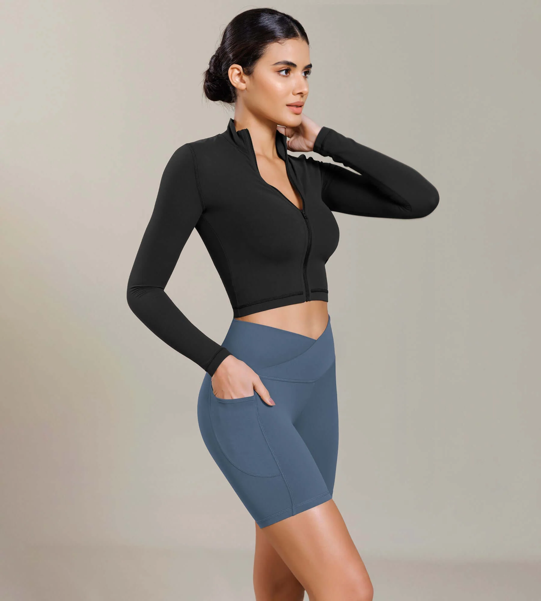 Cloud Feeling Cross Waist Yoga Shorts with Pockets - Image 55