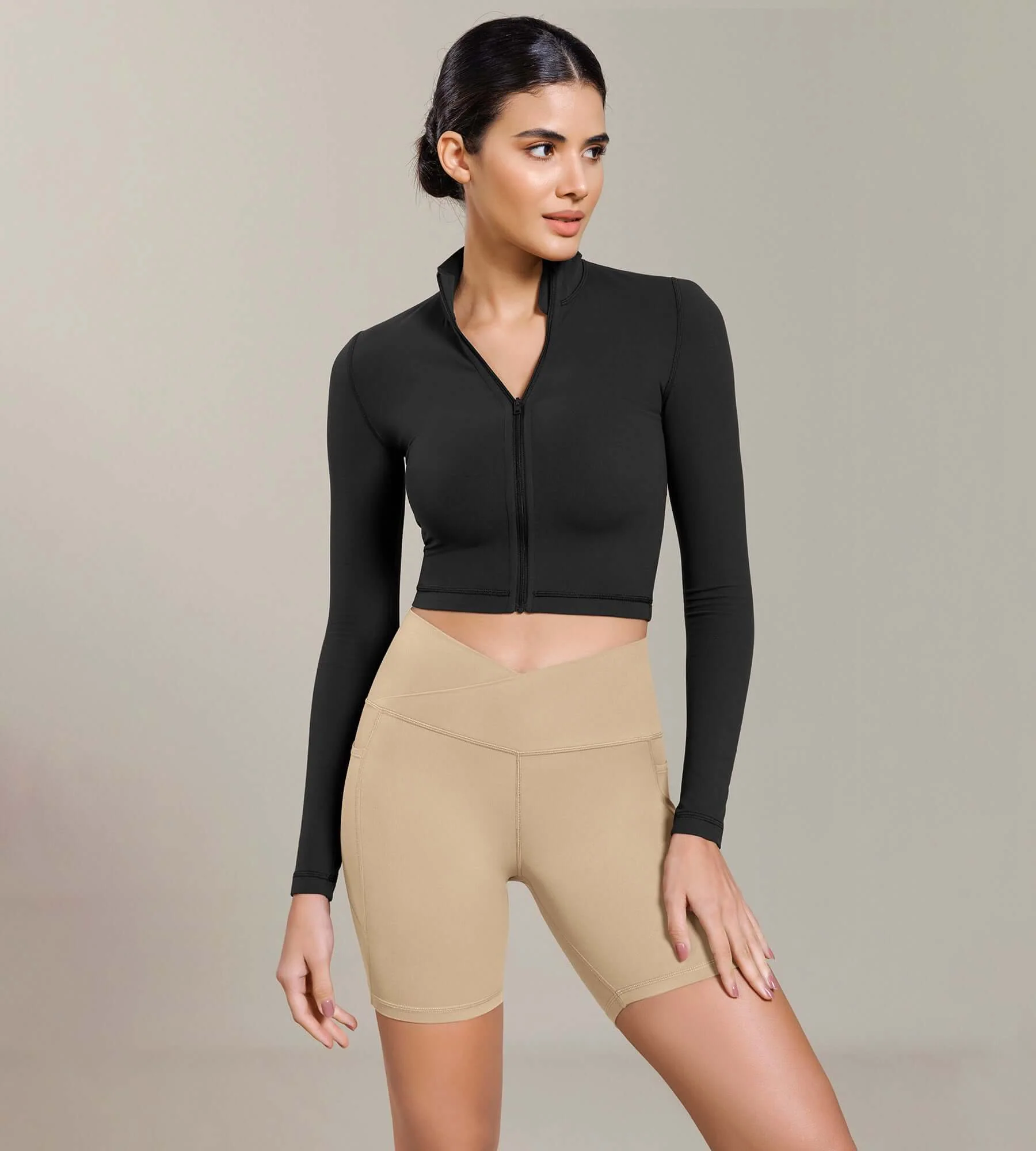 Cloud Feeling Cross Waist Yoga Shorts with Pockets - Image 6