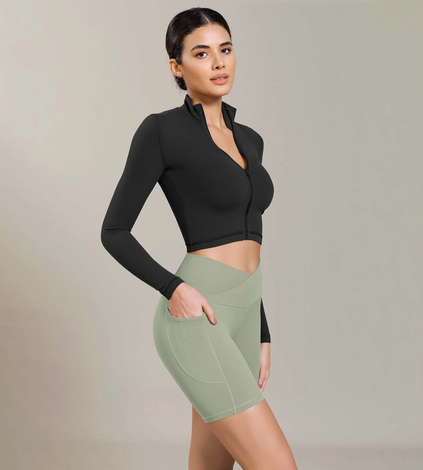 Cloud Feeling Cross Waist Yoga Shorts with Pockets - Image 62