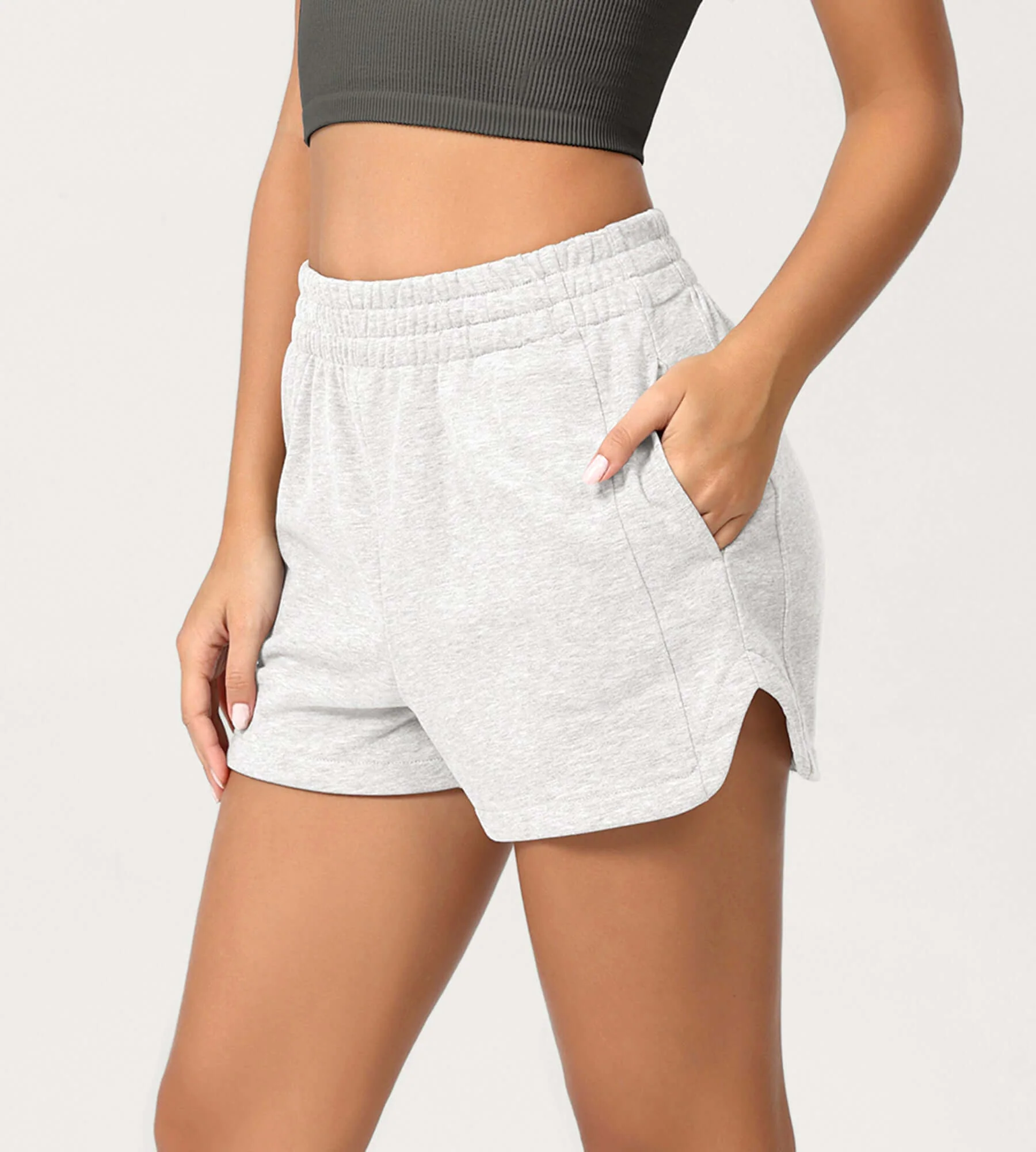 Cotton Curved Hem Sweat Shorts - Image 32