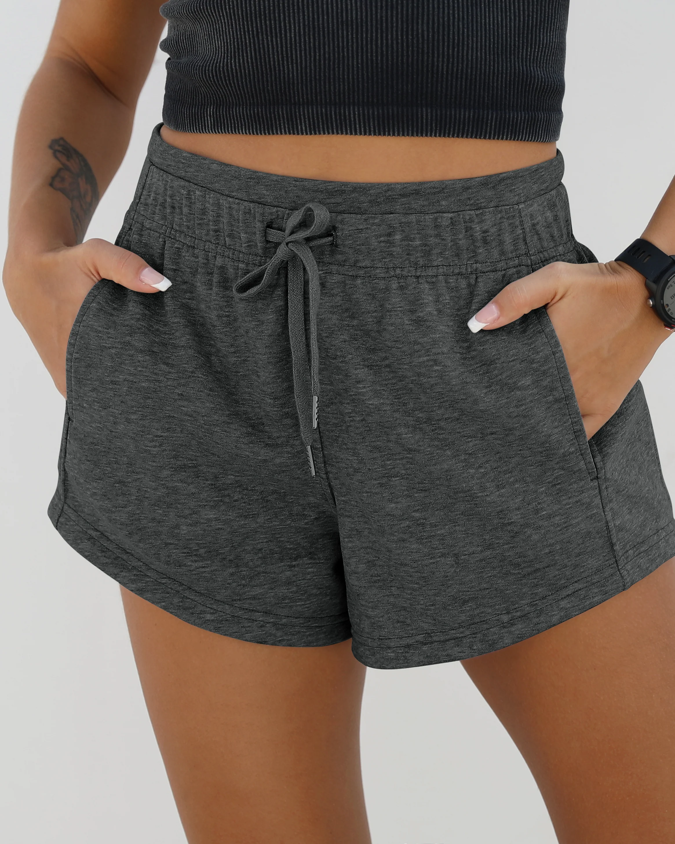 Cotton Terry Drawstring Workout Shorts - Image 41