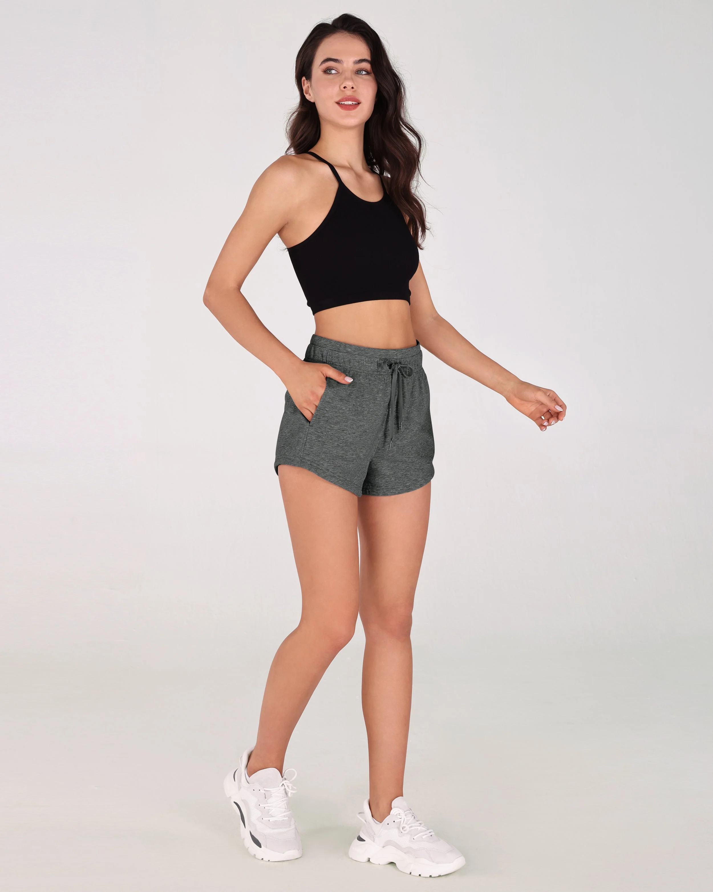 Cotton Terry Drawstring Workout Shorts - Image 7