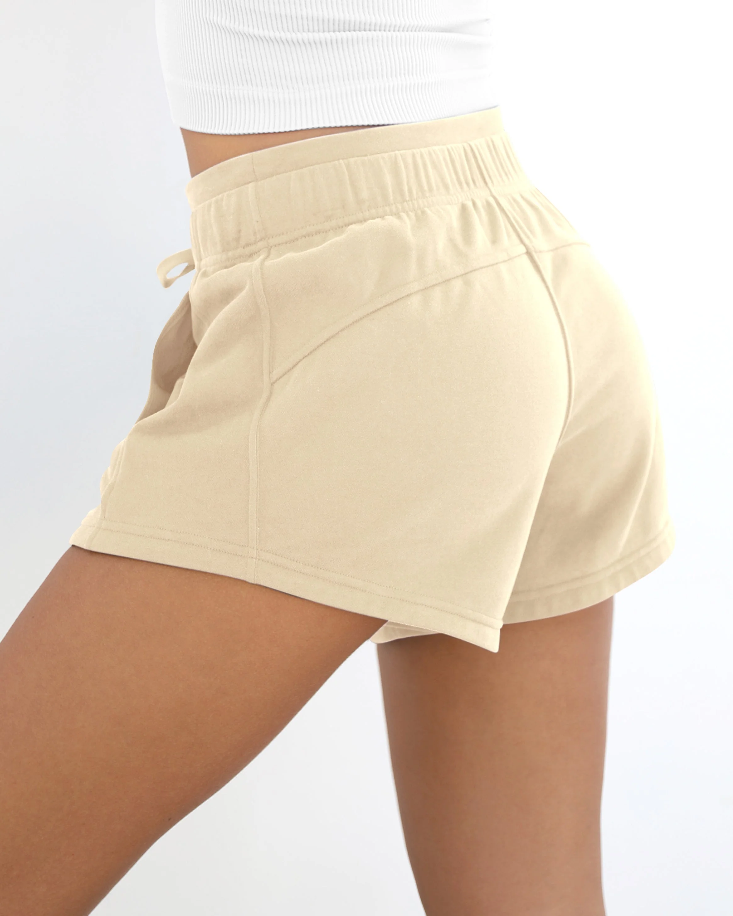 Cotton Terry Drawstring Workout Shorts - Image 8
