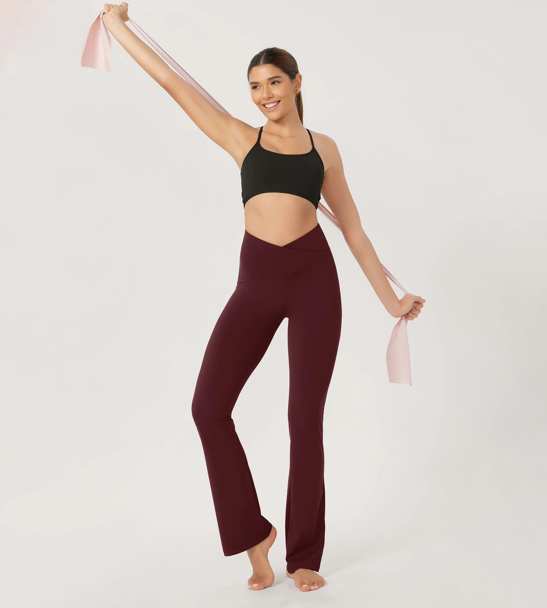 29” Cross Waist Sports Flare Yoga Pants - Image 10