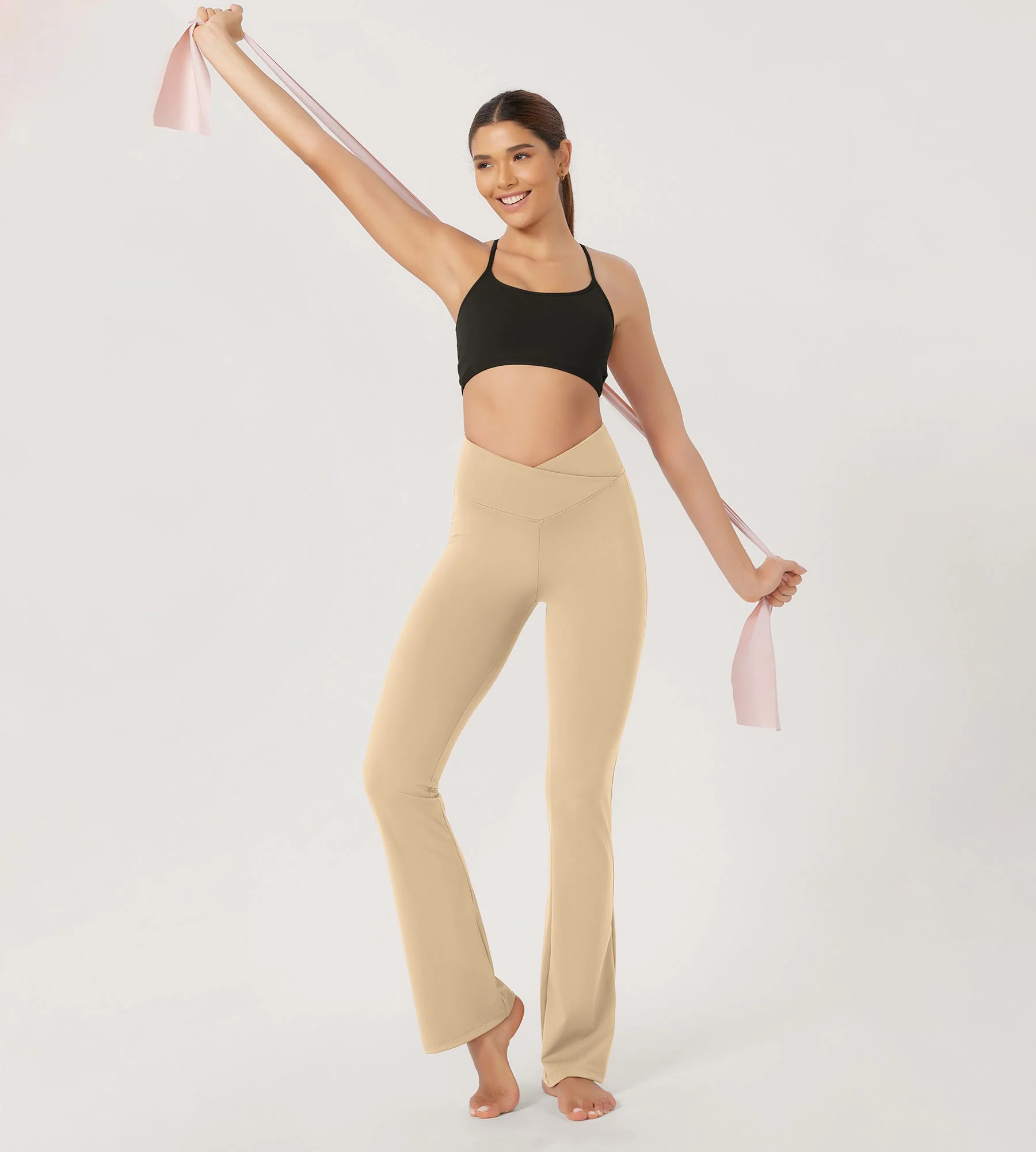 29” Cross Waist Sports Flare Yoga Pants - Image 29