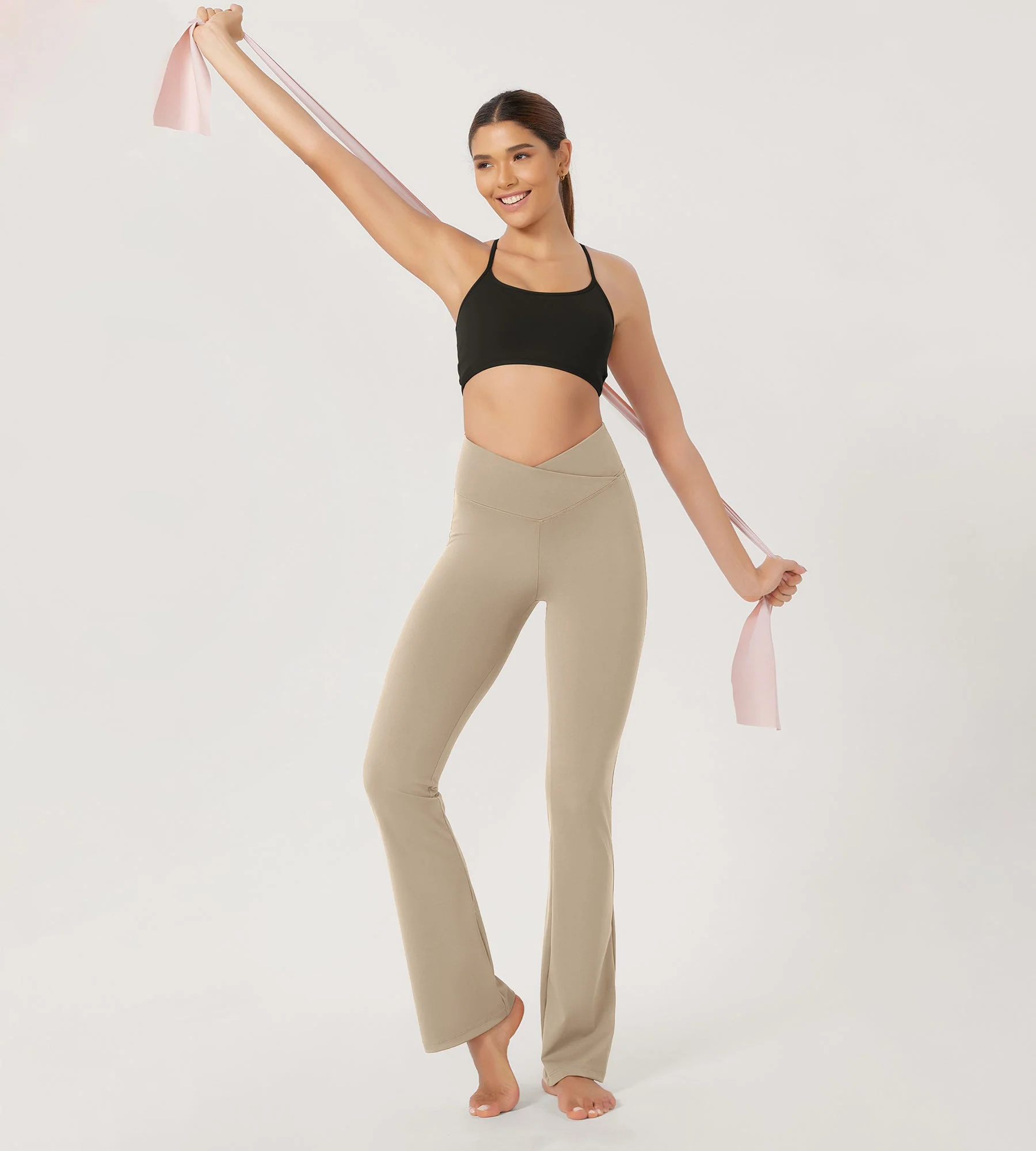 29” Cross Waist Sports Flare Yoga Pants - Image 35