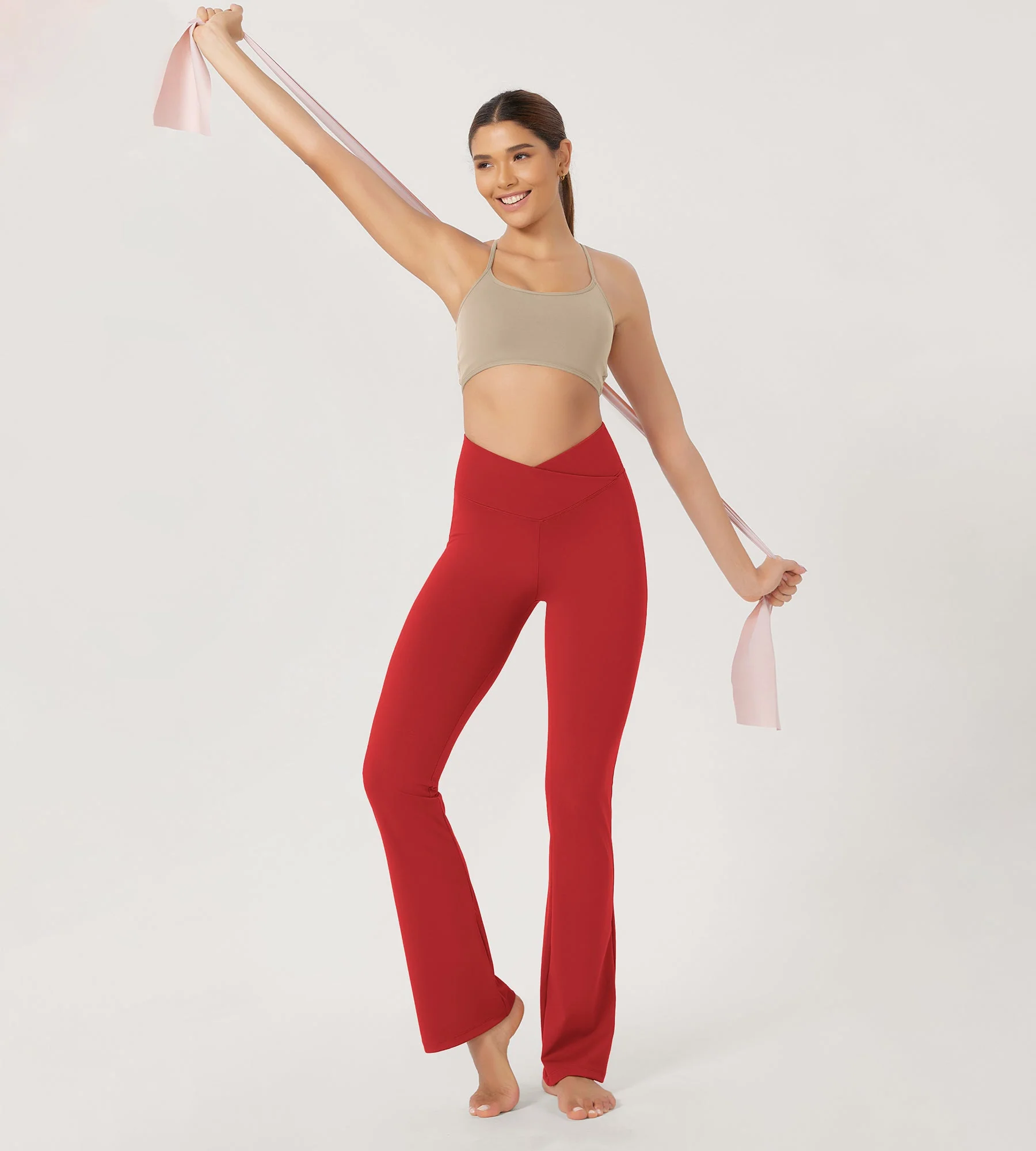 29” Cross Waist Sports Flare Yoga Pants - Image 39