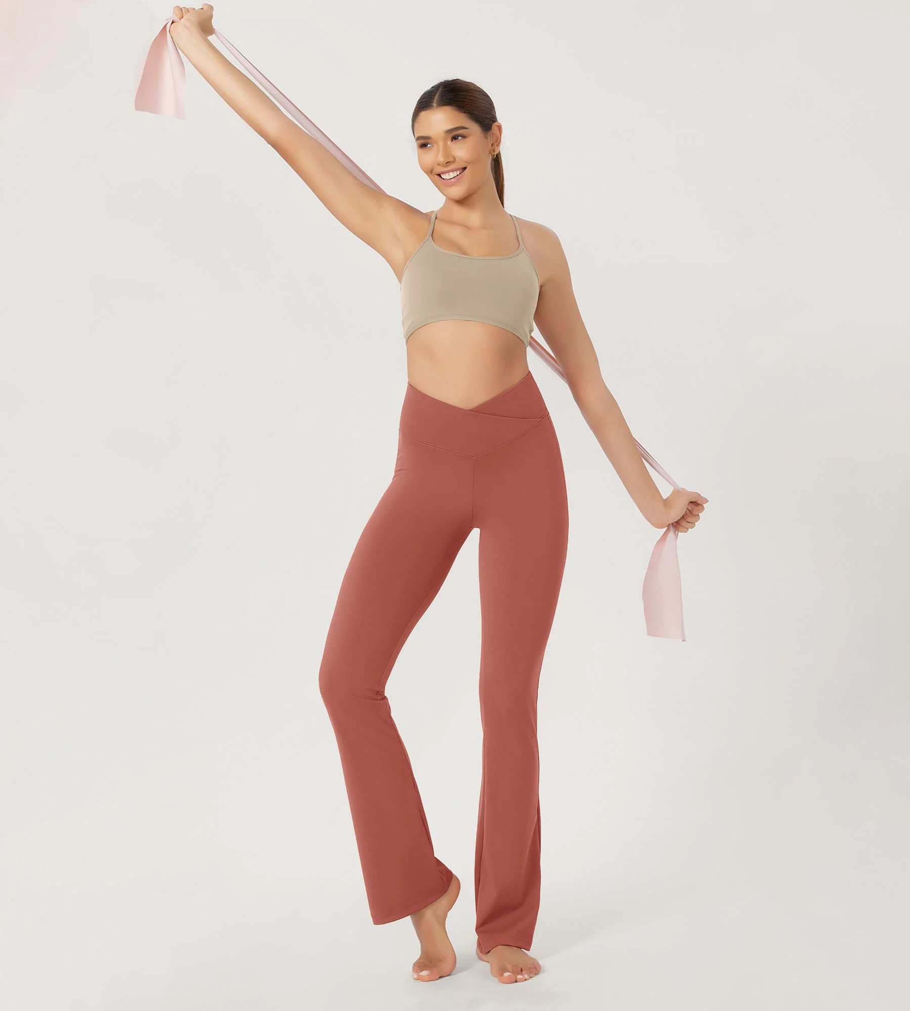 29” Cross Waist Sports Flare Yoga Pants - Image 42