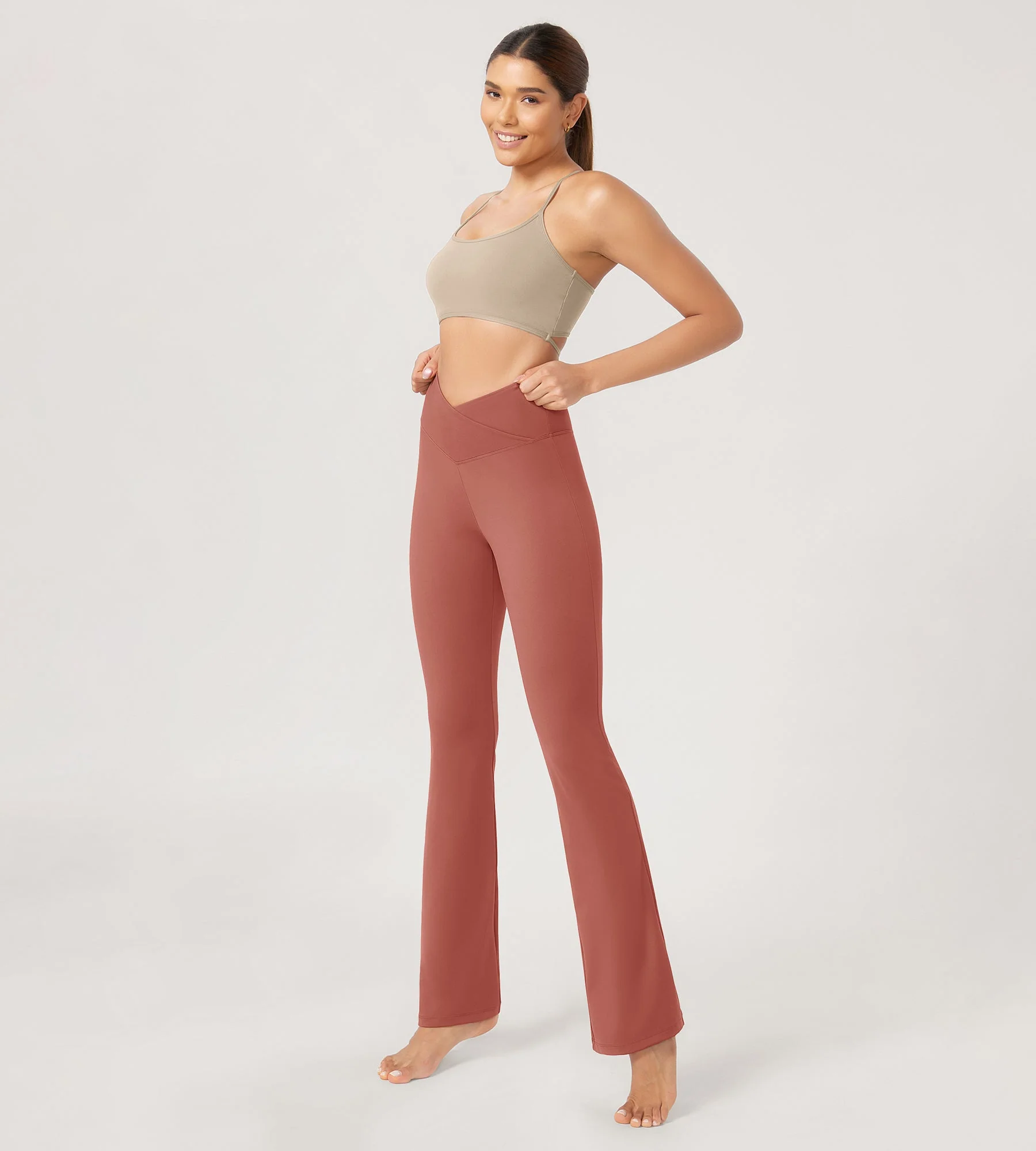 29” Cross Waist Sports Flare Yoga Pants - Image 43