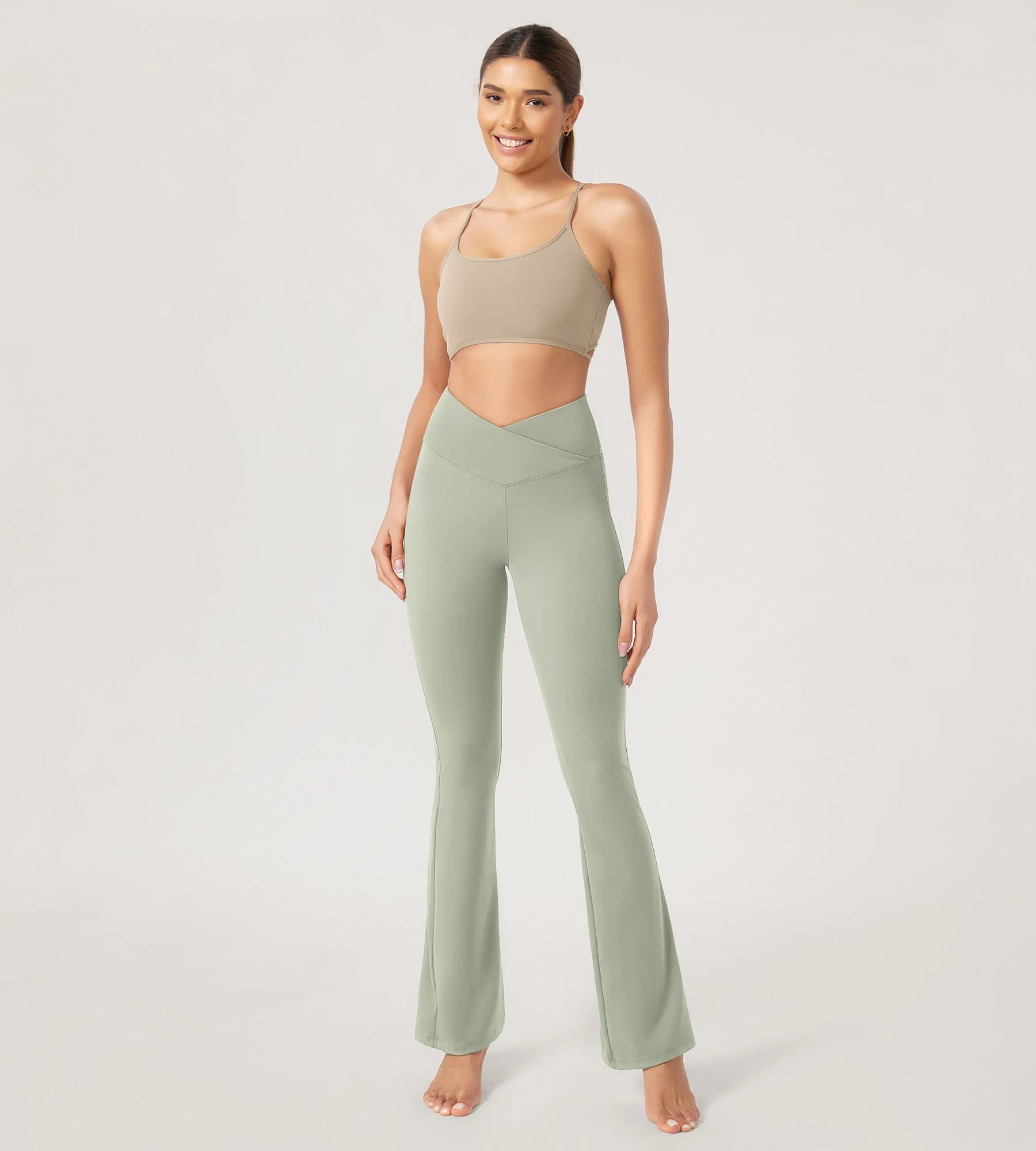 29” Cross Waist Sports Flare Yoga Pants - Image 53