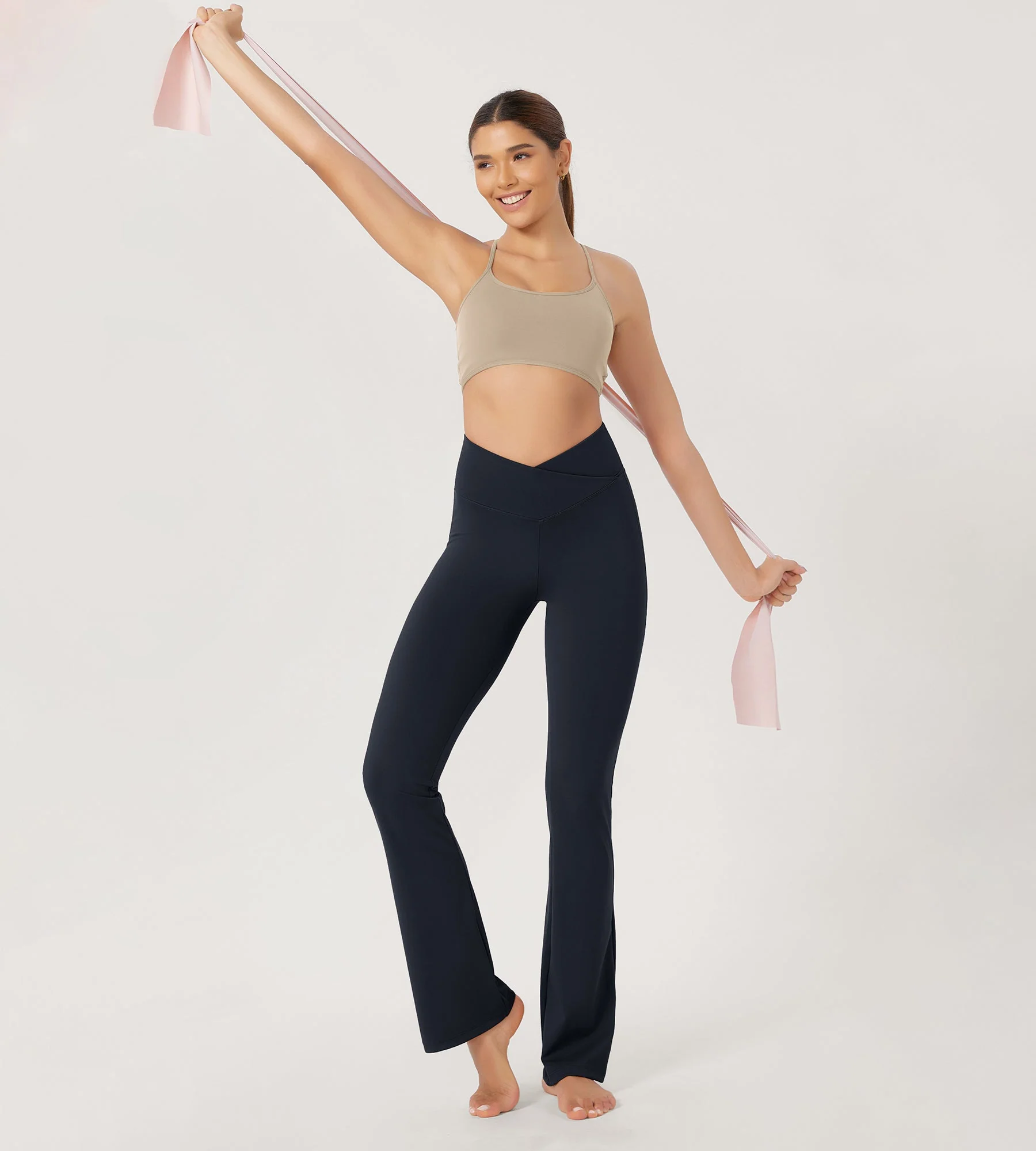 29” Cross Waist Sports Flare Yoga Pants - Image 60