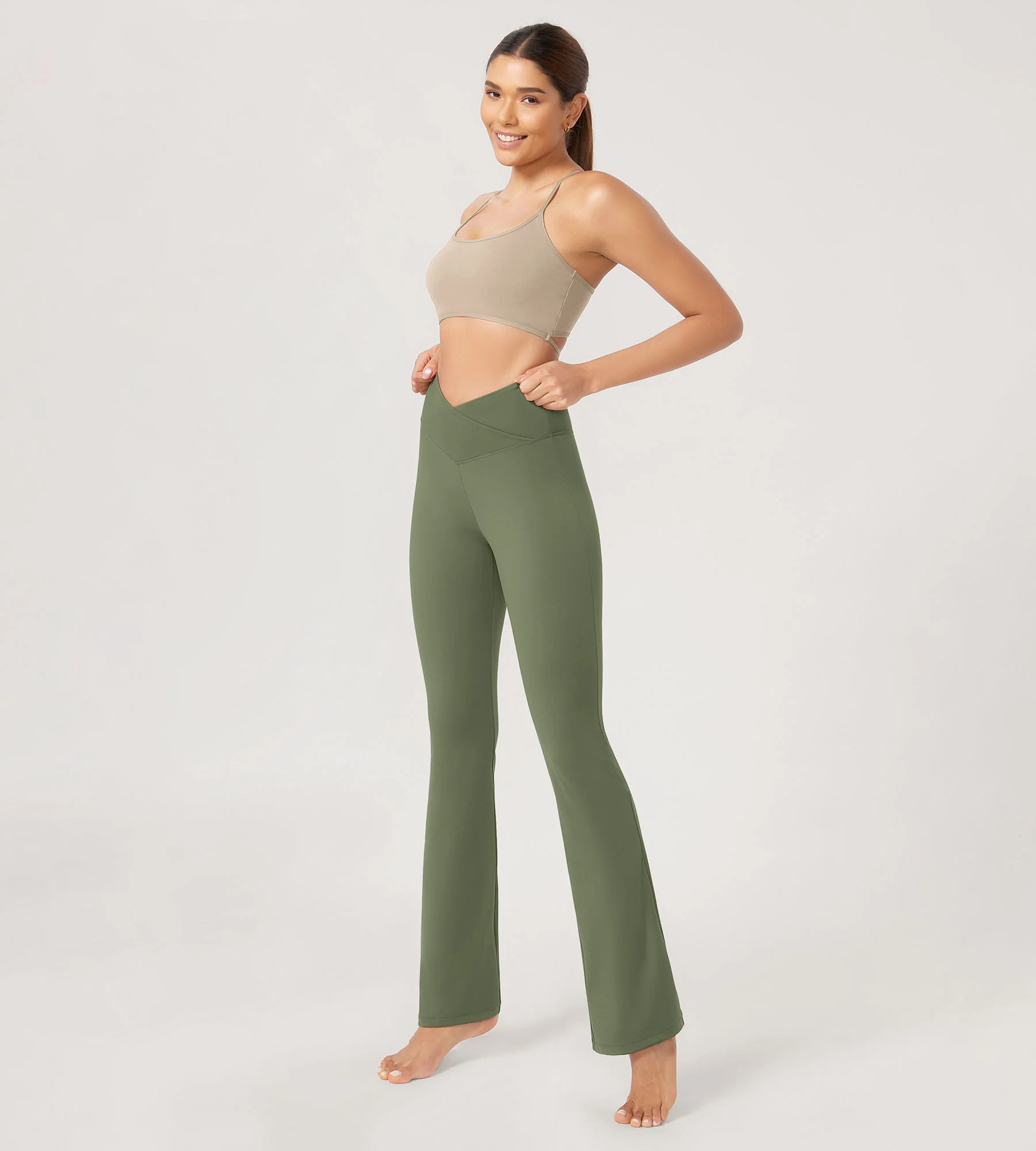 29” Cross Waist Sports Flare Yoga Pants - Image 61