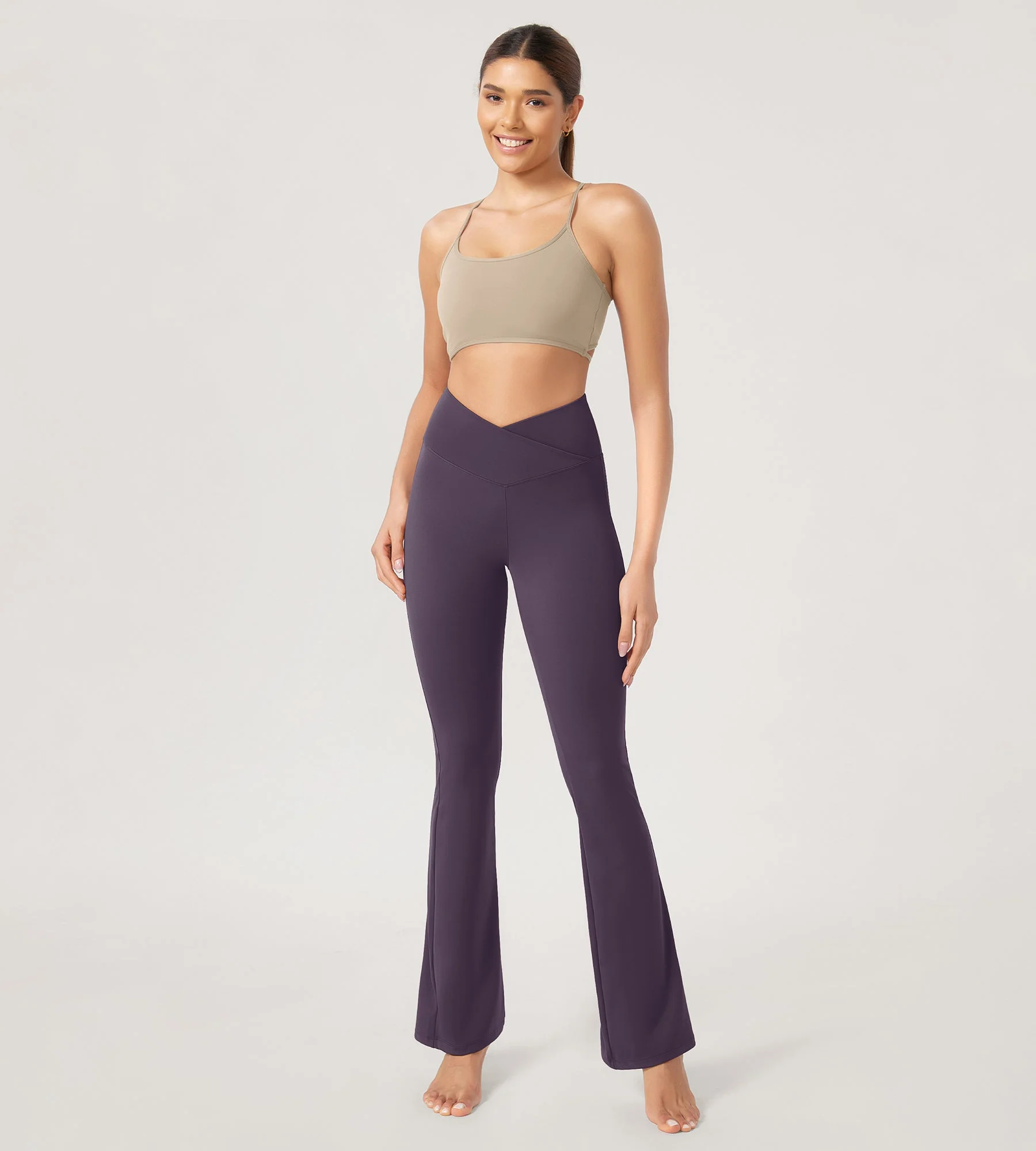 29” Cross Waist Sports Flare Yoga Pants - Image 65