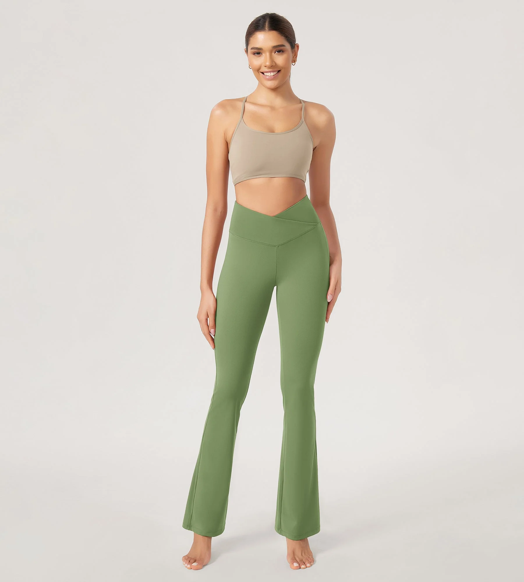 29” Cross Waist Sports Flare Yoga Pants - Image 77