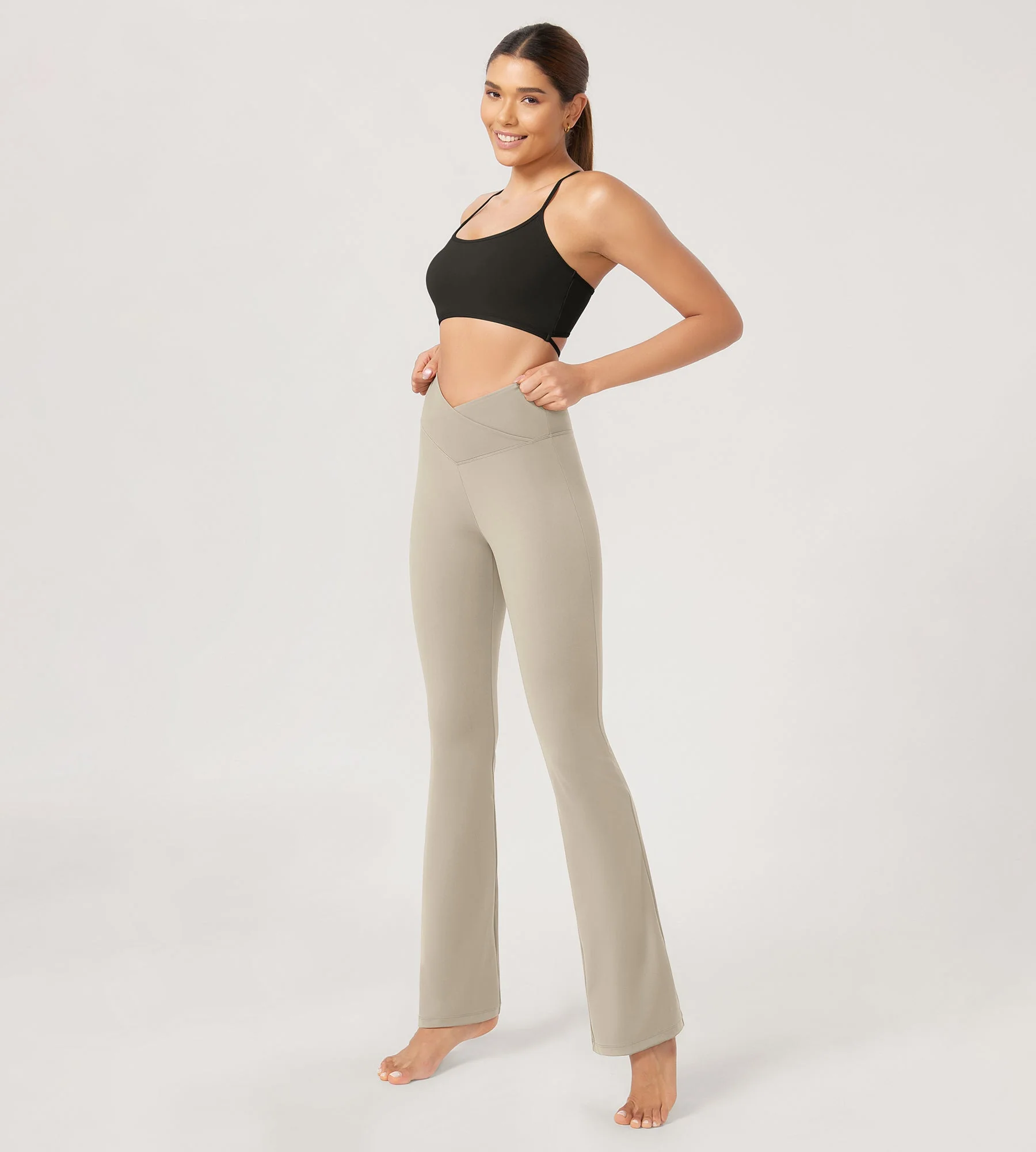 29” Cross Waist Sports Flare Yoga Pants - Image 82