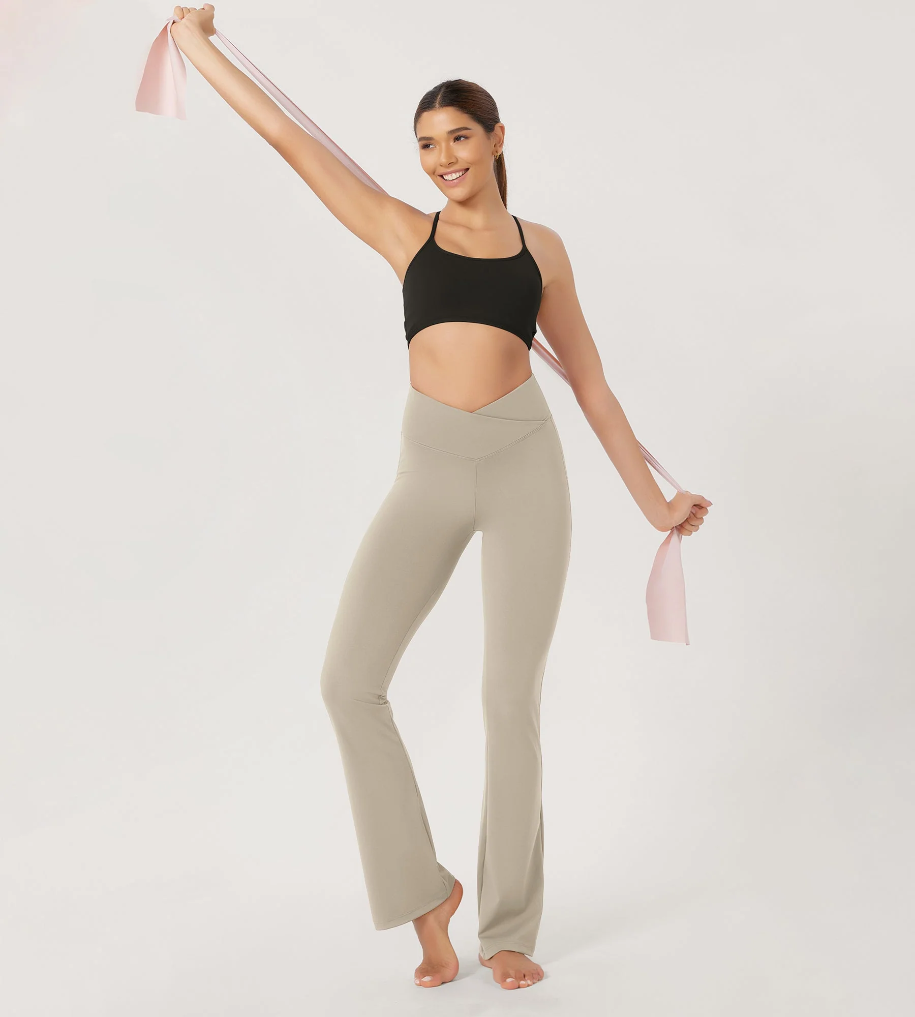 29” Cross Waist Sports Flare Yoga Pants - Image 83