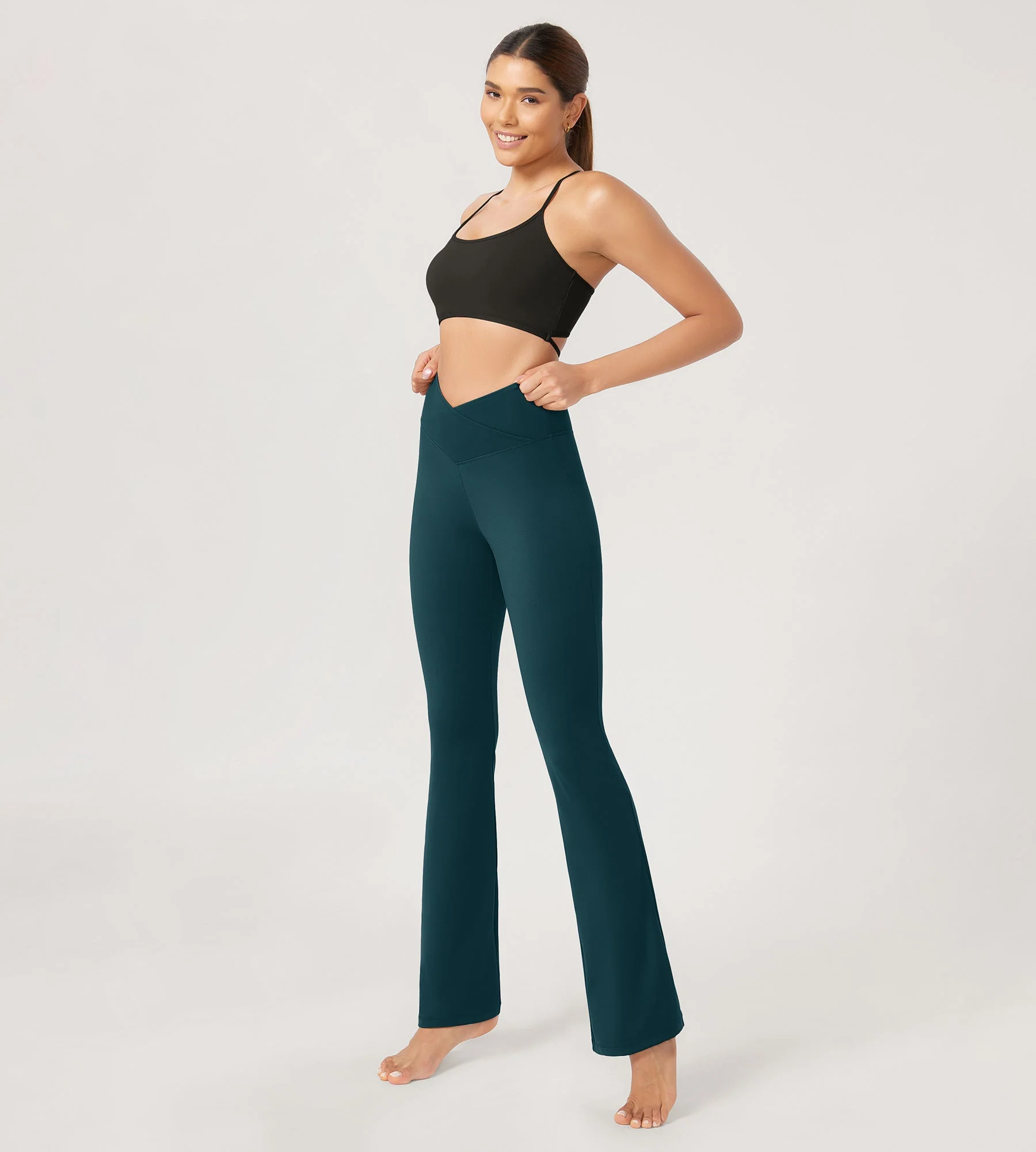 29” Cross Waist Sports Flare Yoga Pants - Image 85