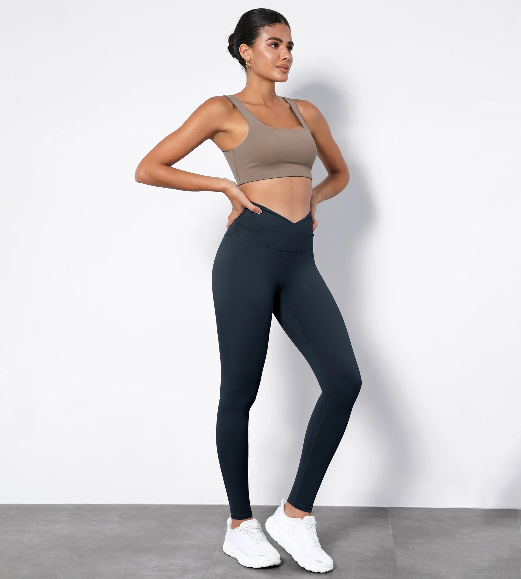 28" Cross Waist Sports Gym Yoga Leggings - Image 28