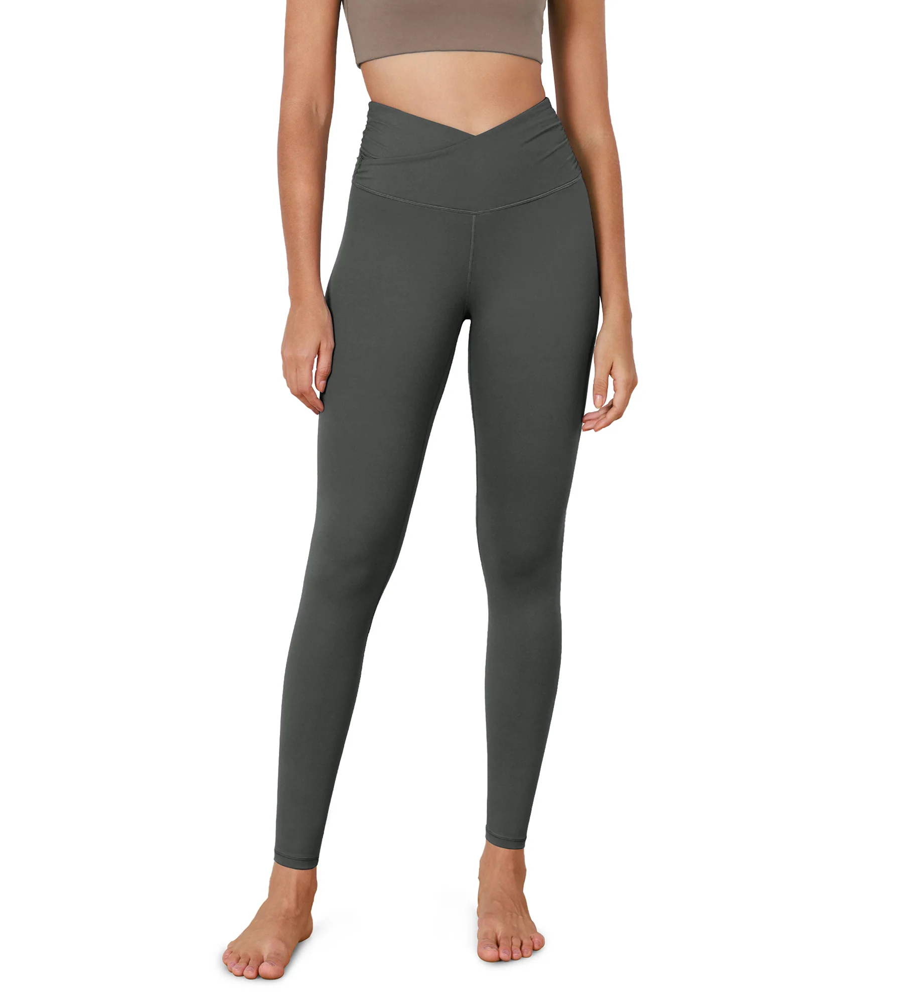28" Cross Waist Sports Gym Yoga Leggings - Image 3