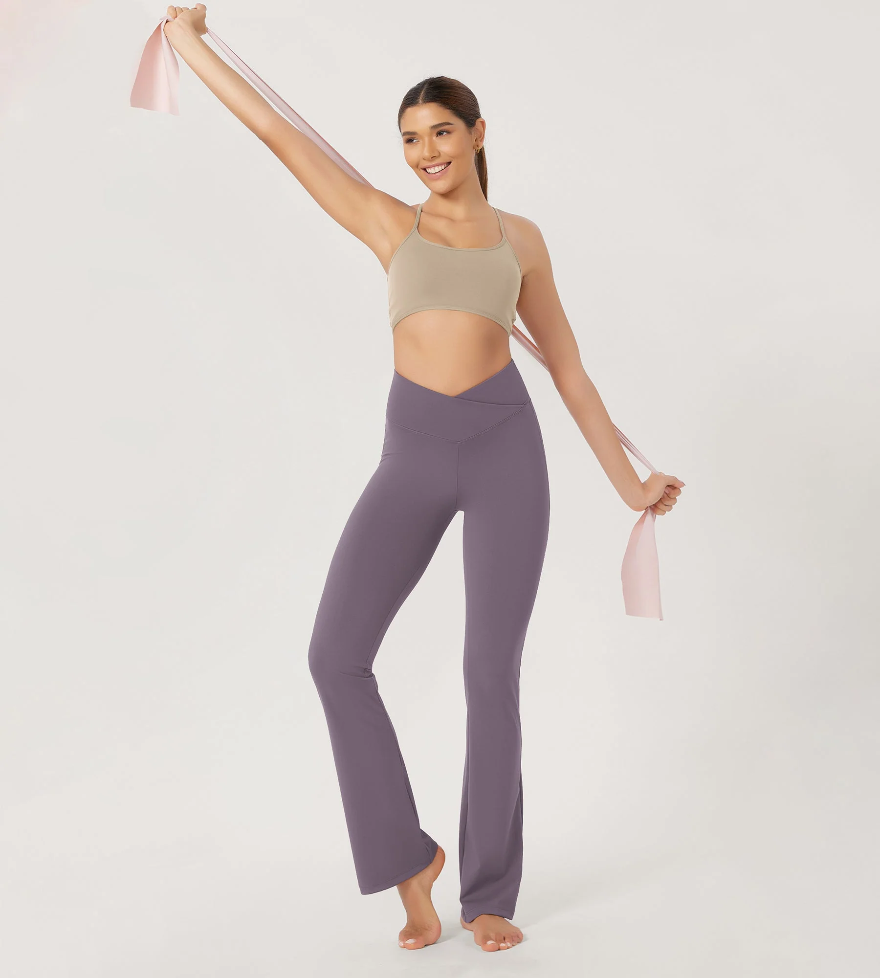 31” Cross Waist Workout Yoga Flare Pants - Image 17