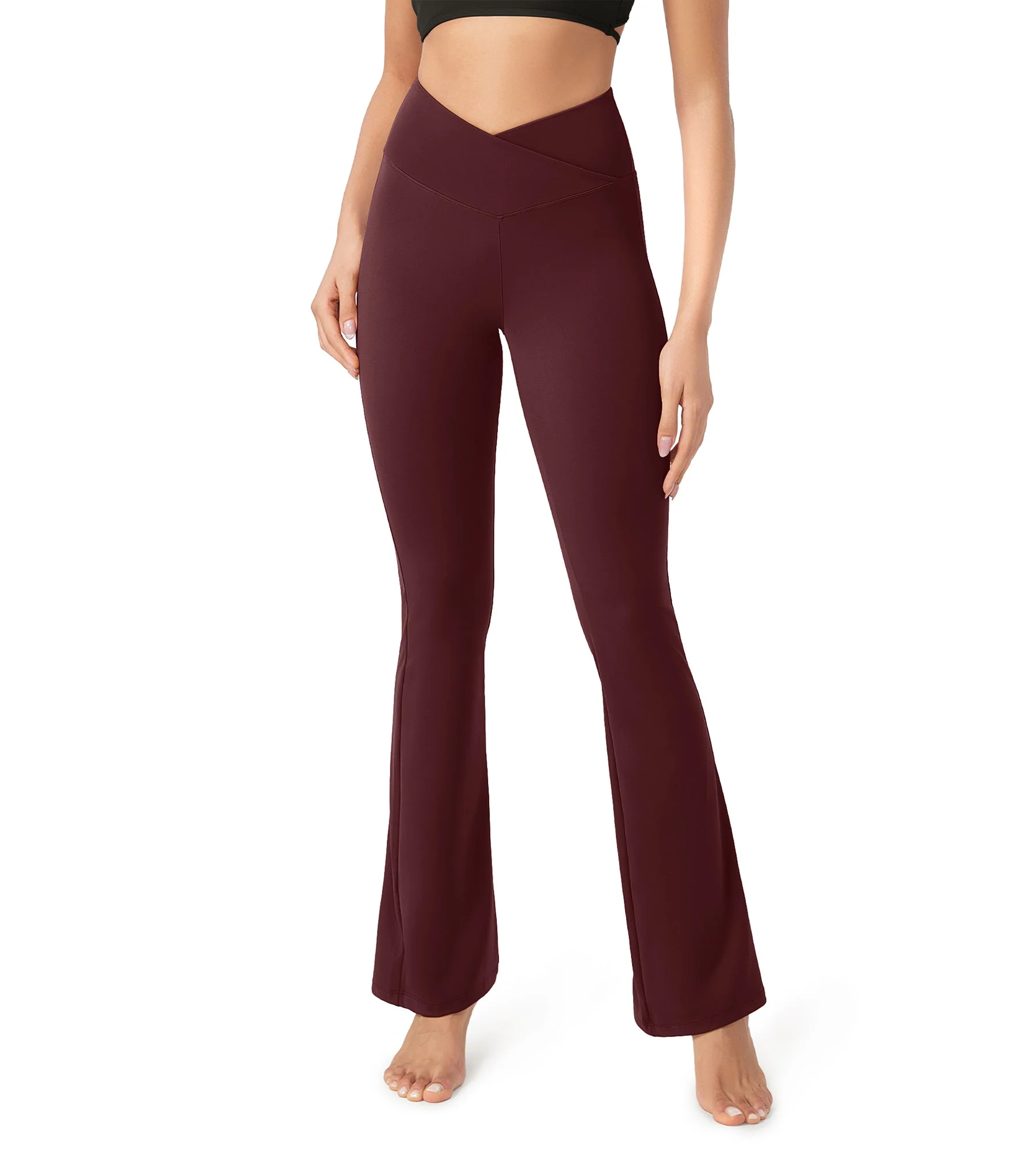 31” Cross Waist Workout Yoga Flare Pants - Image 5