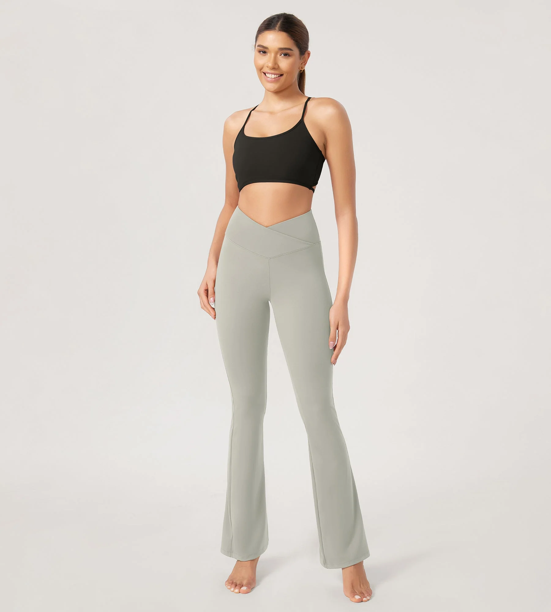 31” Cross Waist Workout Yoga Flare Pants - Image 66