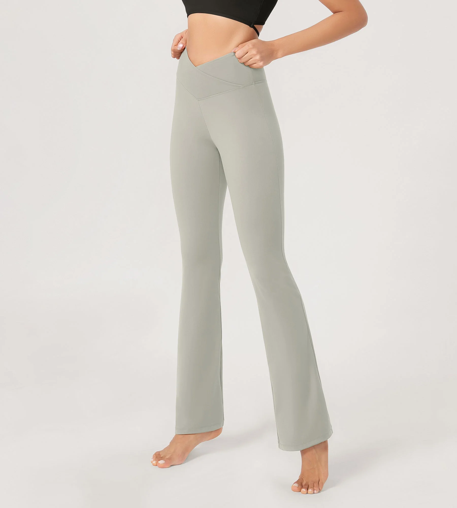 31” Cross Waist Workout Yoga Flare Pants - Image 69