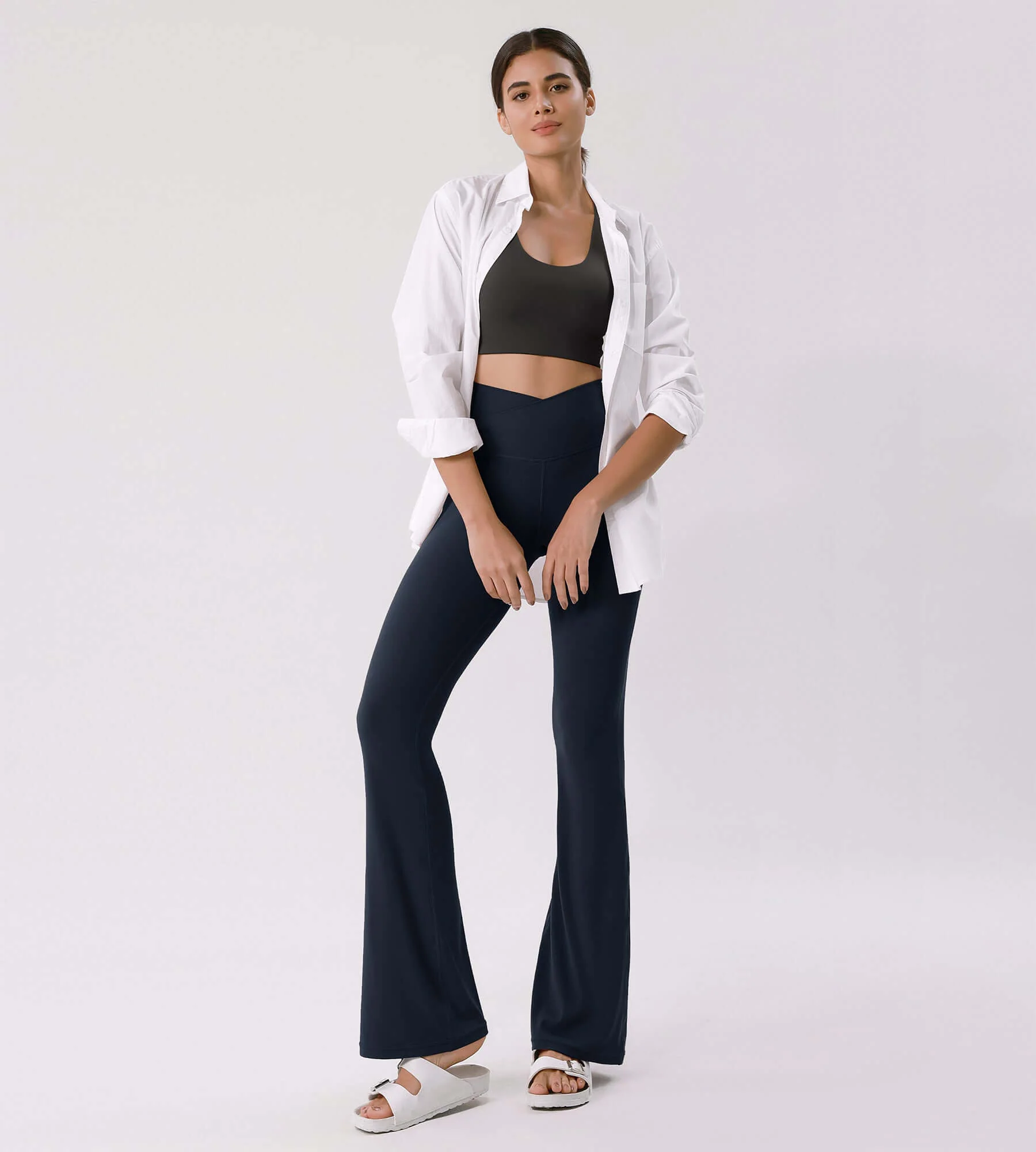 Cloud Feeling 32" Crossover High Waist Flared Pants - Image 39