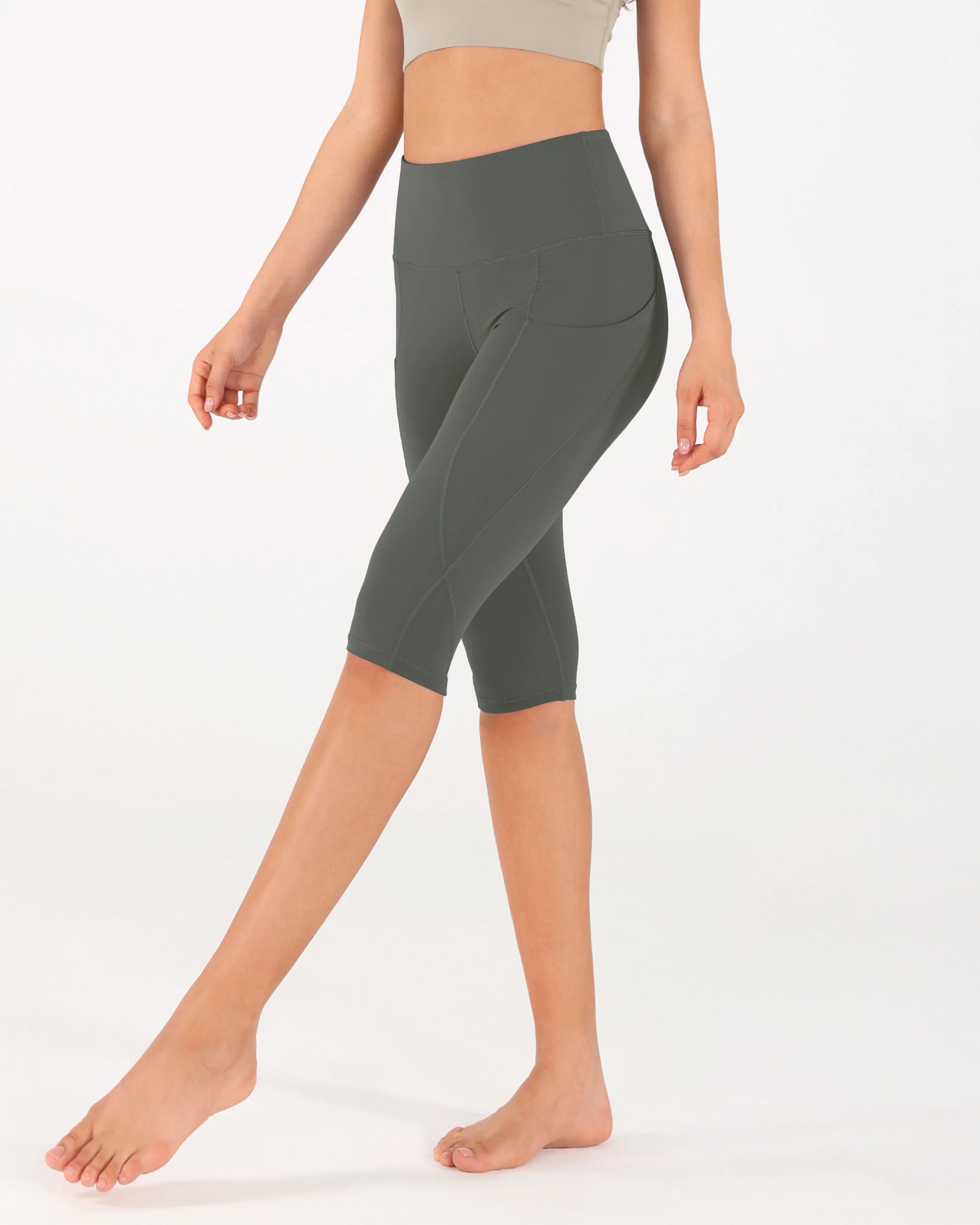 High Waist Knee Length Cropped Leggings - Image 12