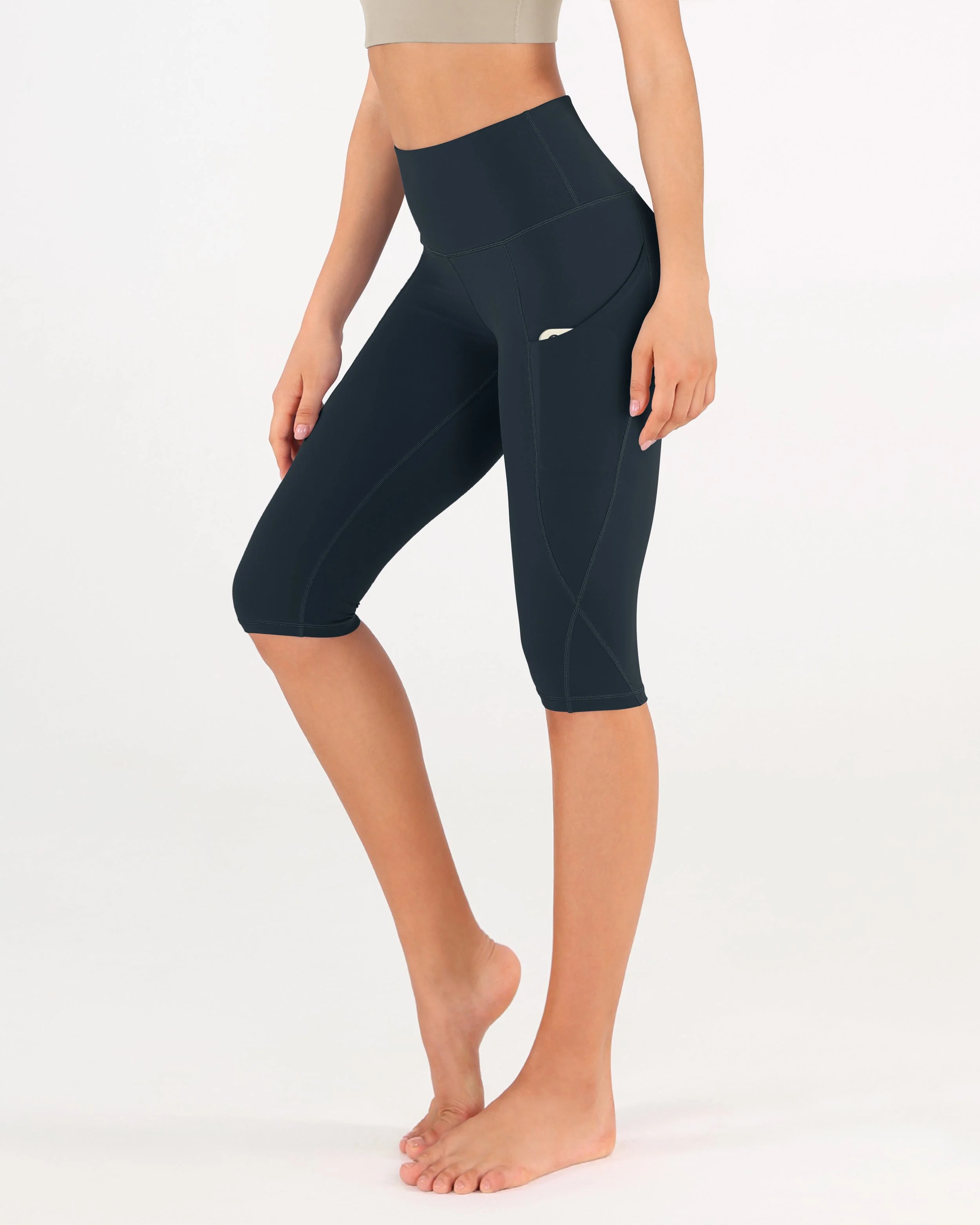 High Waist Knee Length Cropped Leggings - Image 15