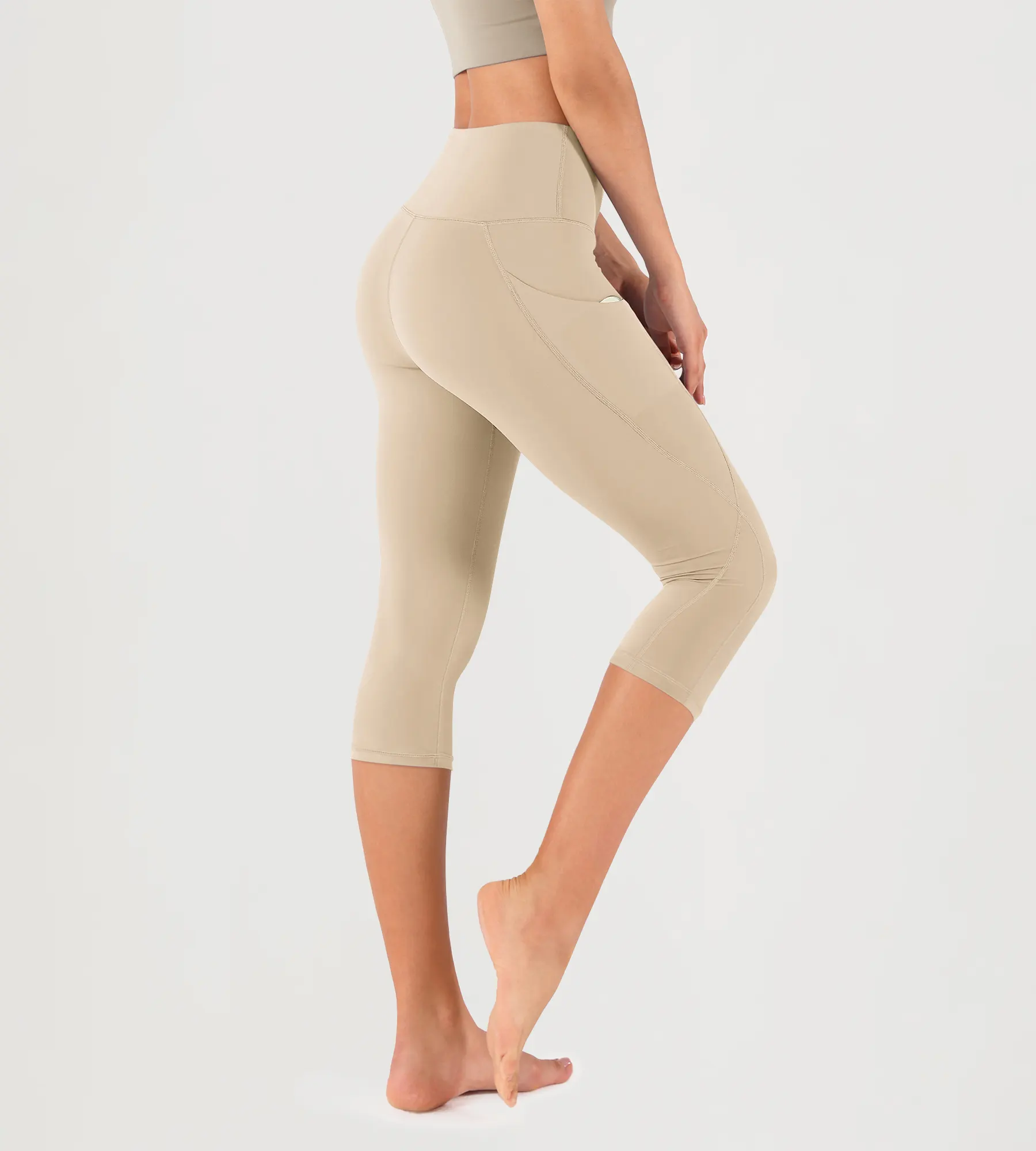 19" High Waist Yoga Capris with Pockets - Image 11