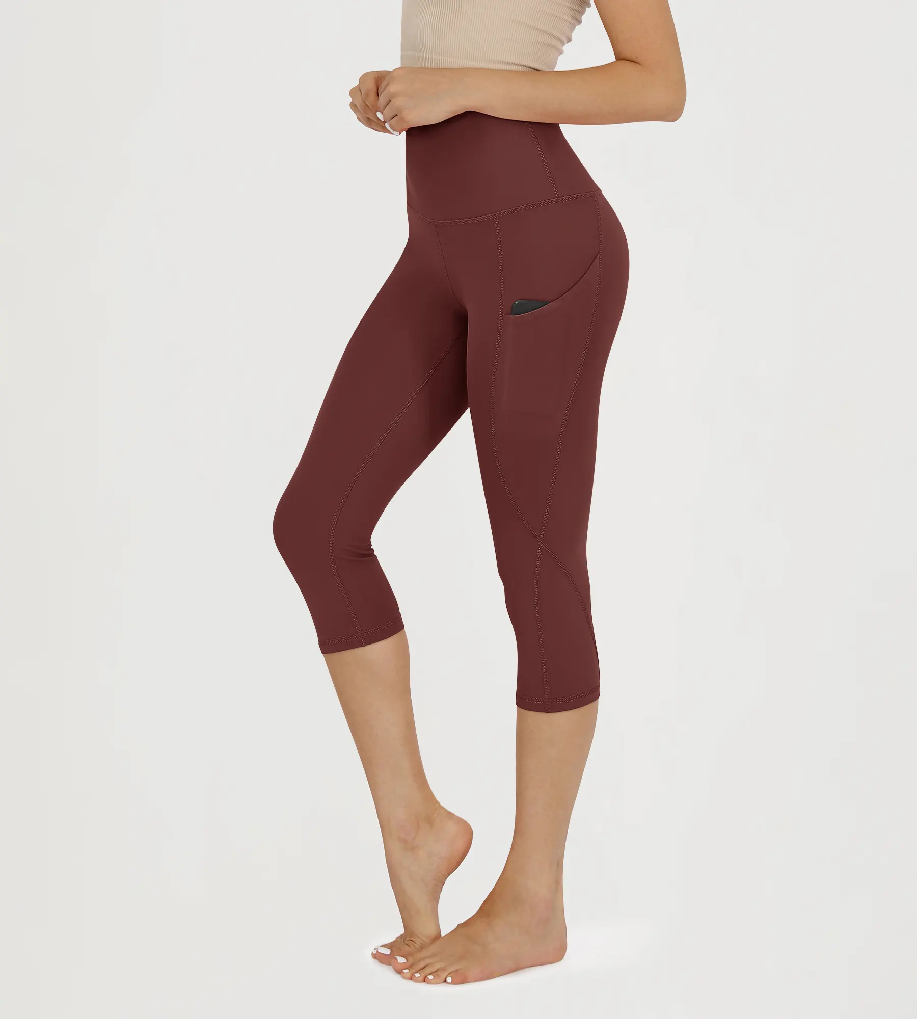 19" High Waist Yoga Capris with Pockets - Image 13