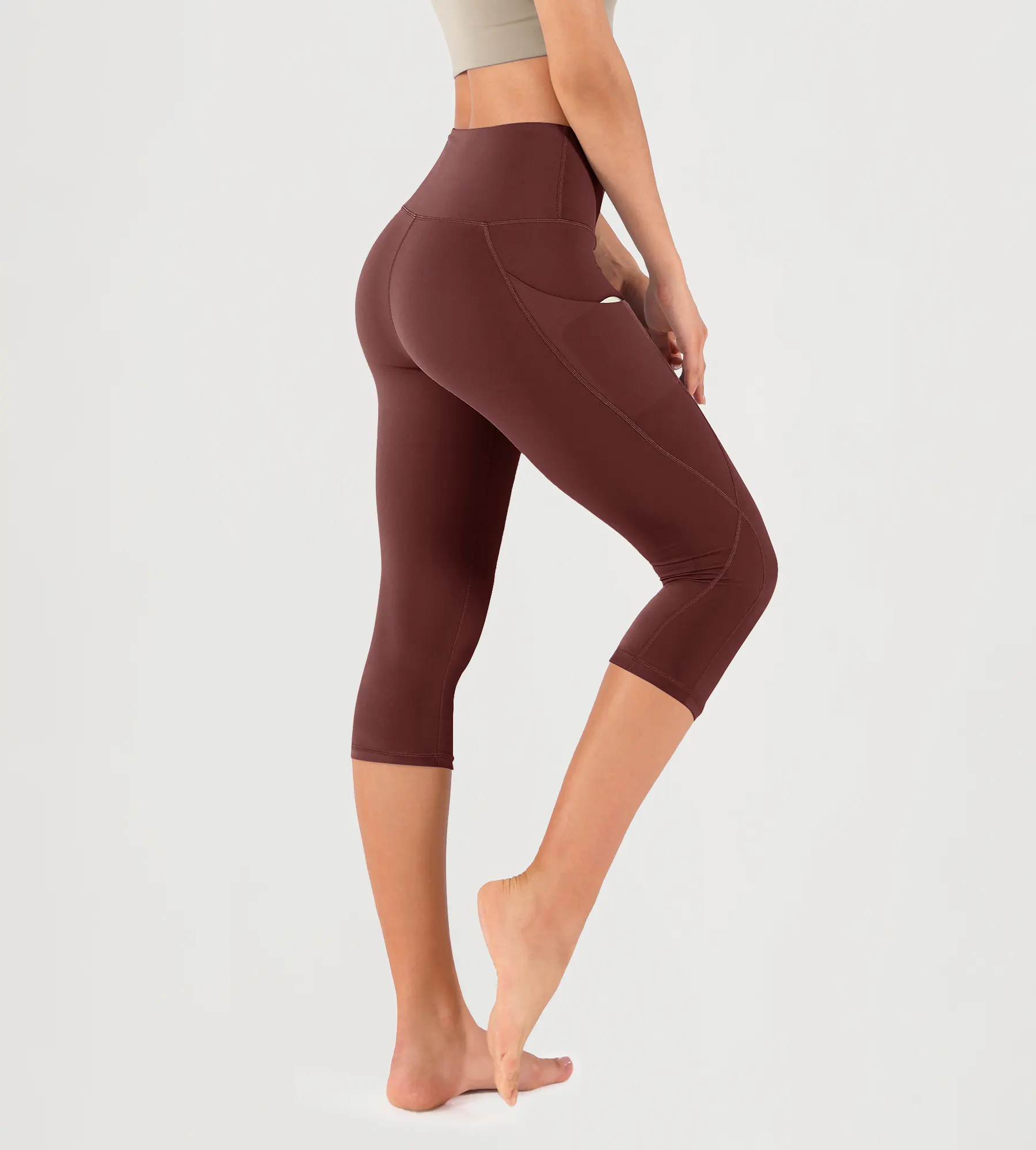 19" High Waist Yoga Capris with Pockets - Image 15