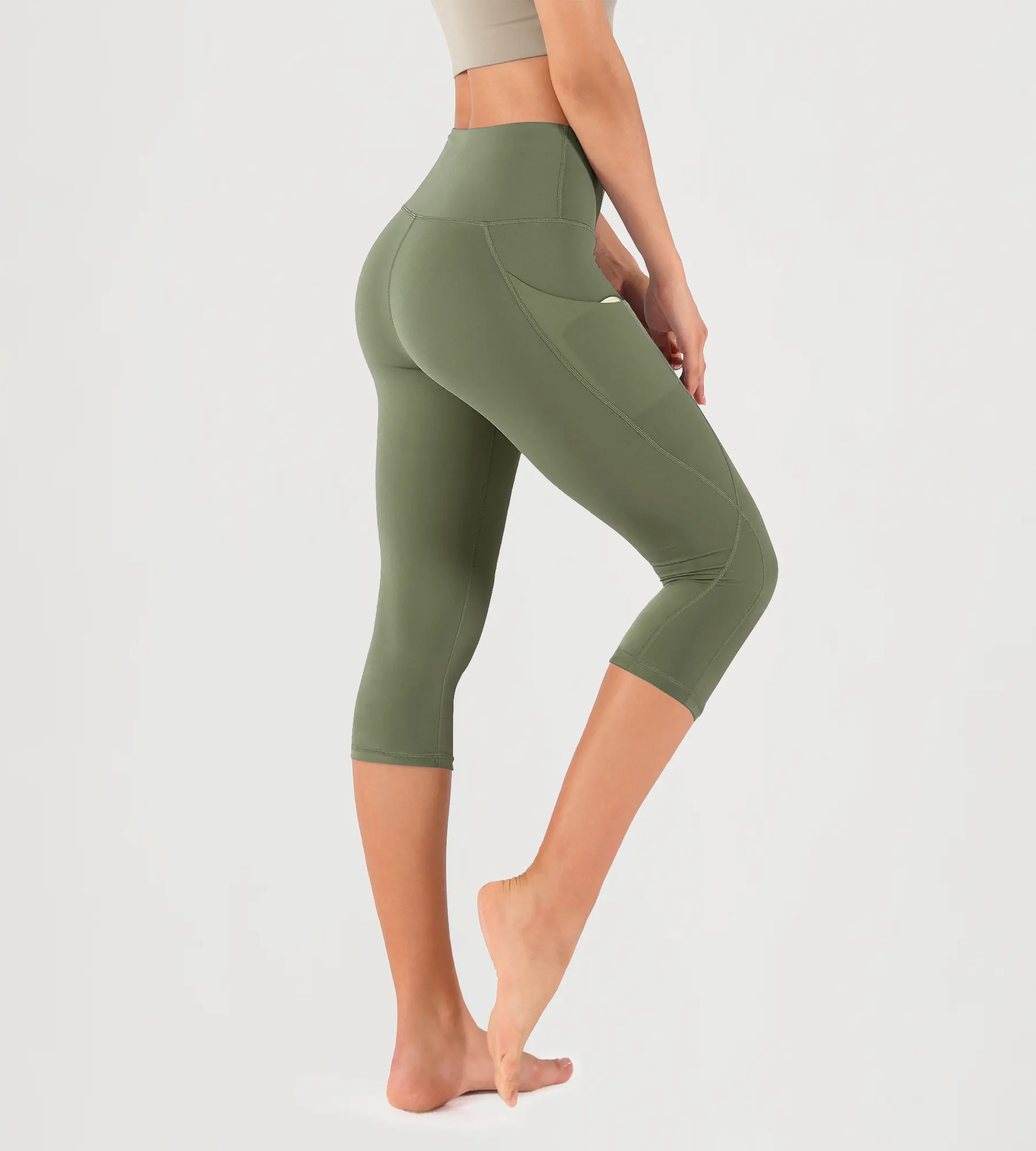 19" High Waist Yoga Capris with Pockets - Image 23
