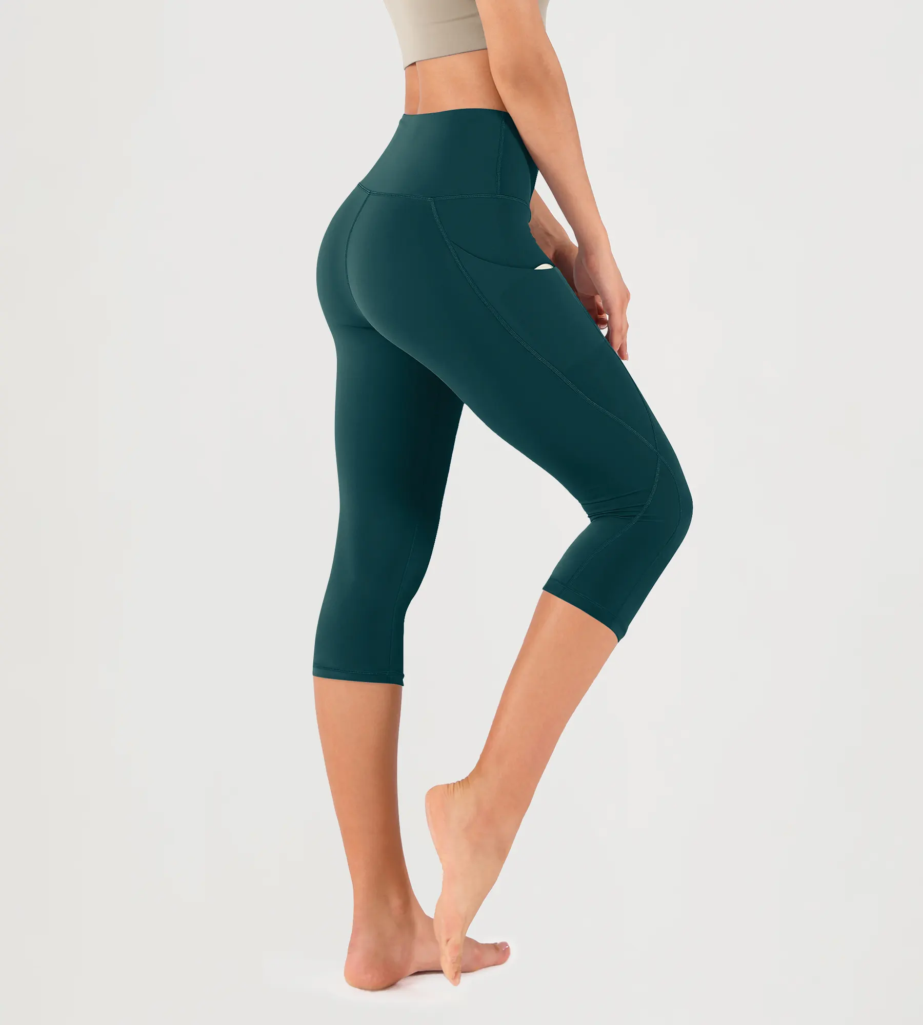 19" High Waist Yoga Capris with Pockets - Image 31