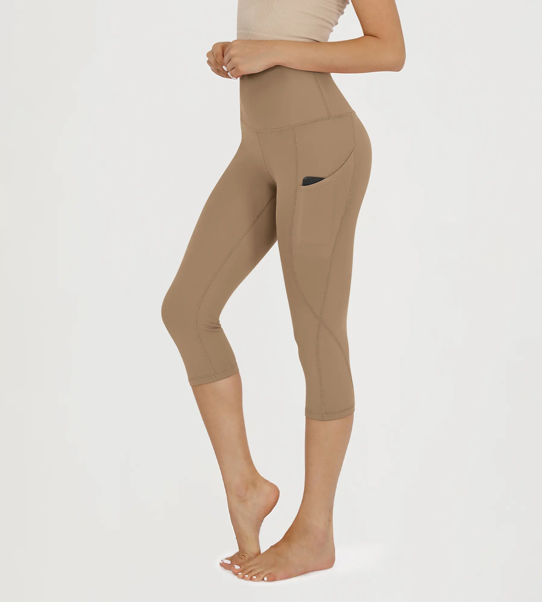19" High Waist Yoga Capris with Pockets - Image 37