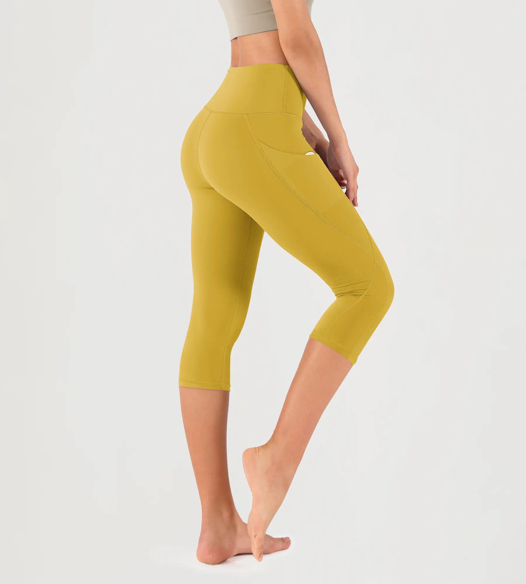 19" High Waist Yoga Capris with Pockets - Image 43