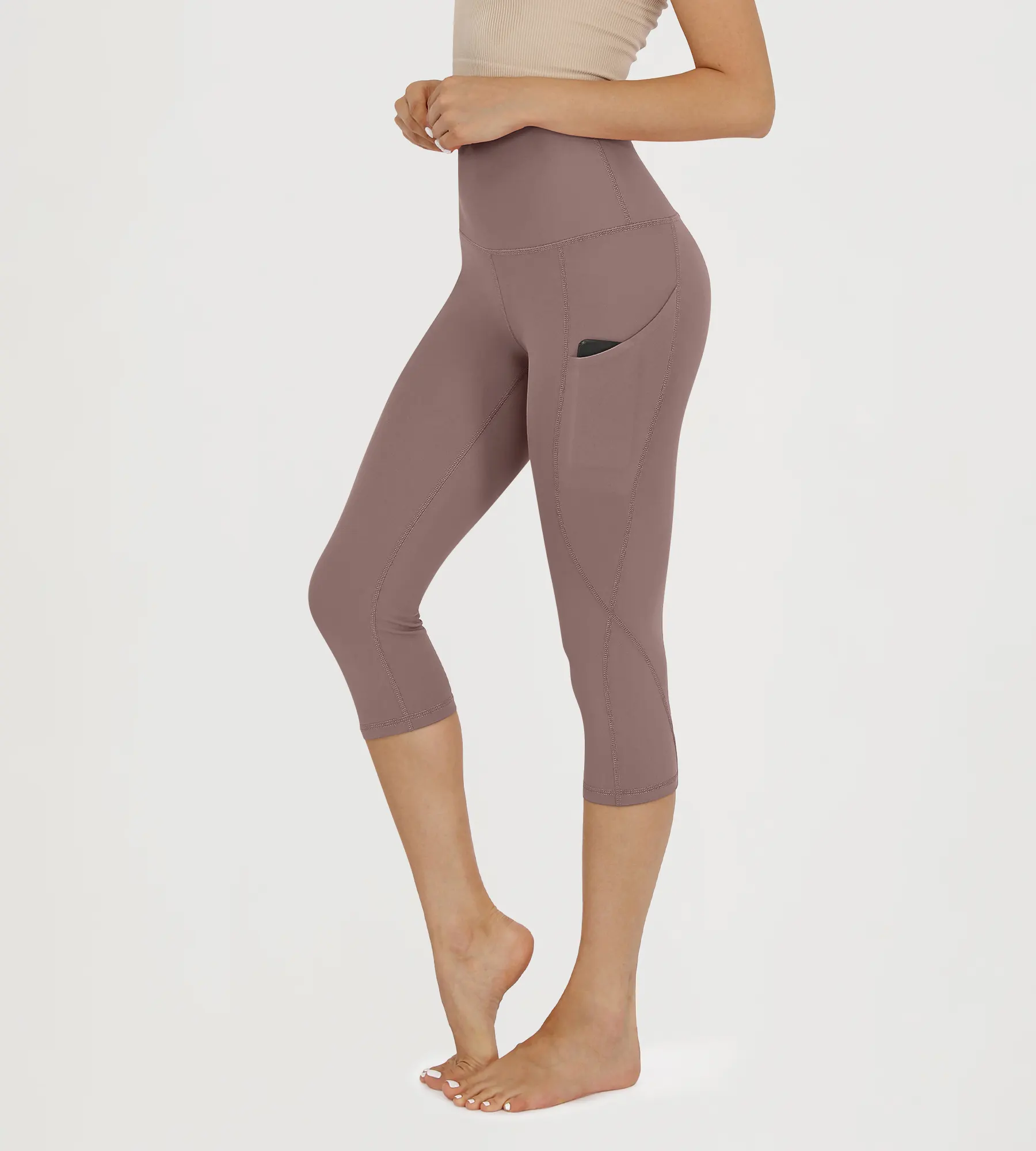 19" High Waist Yoga Capris with Pockets - Image 45