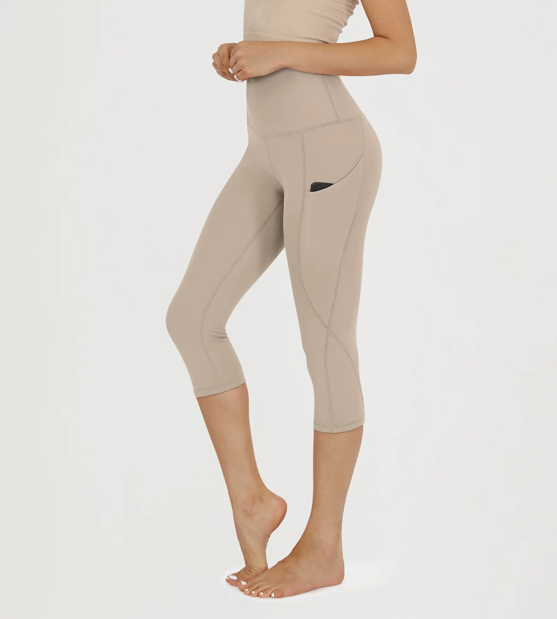 19" High Waist Yoga Capris with Pockets - Image 49