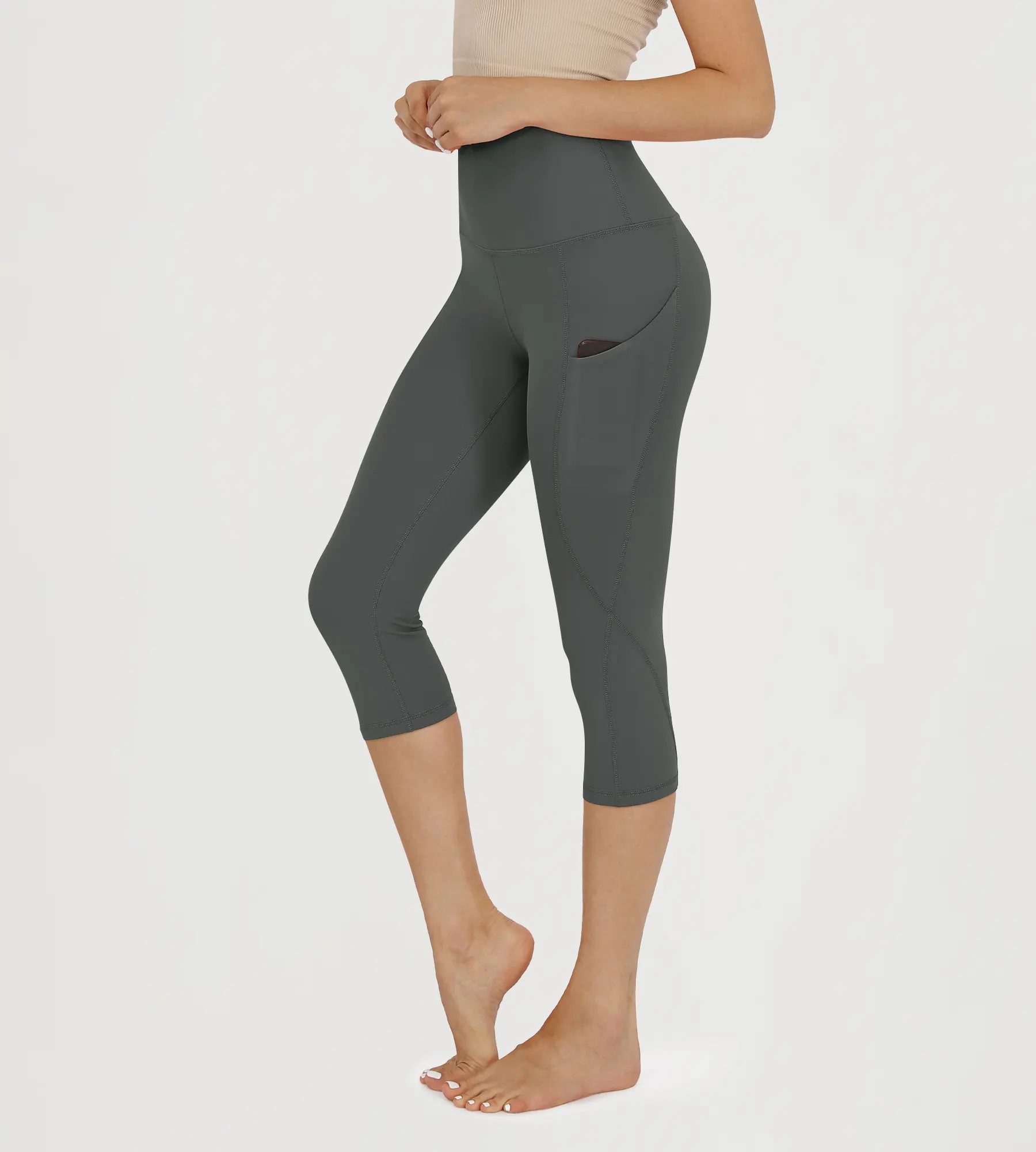 19" High Waist Yoga Capris with Pockets - Image 53