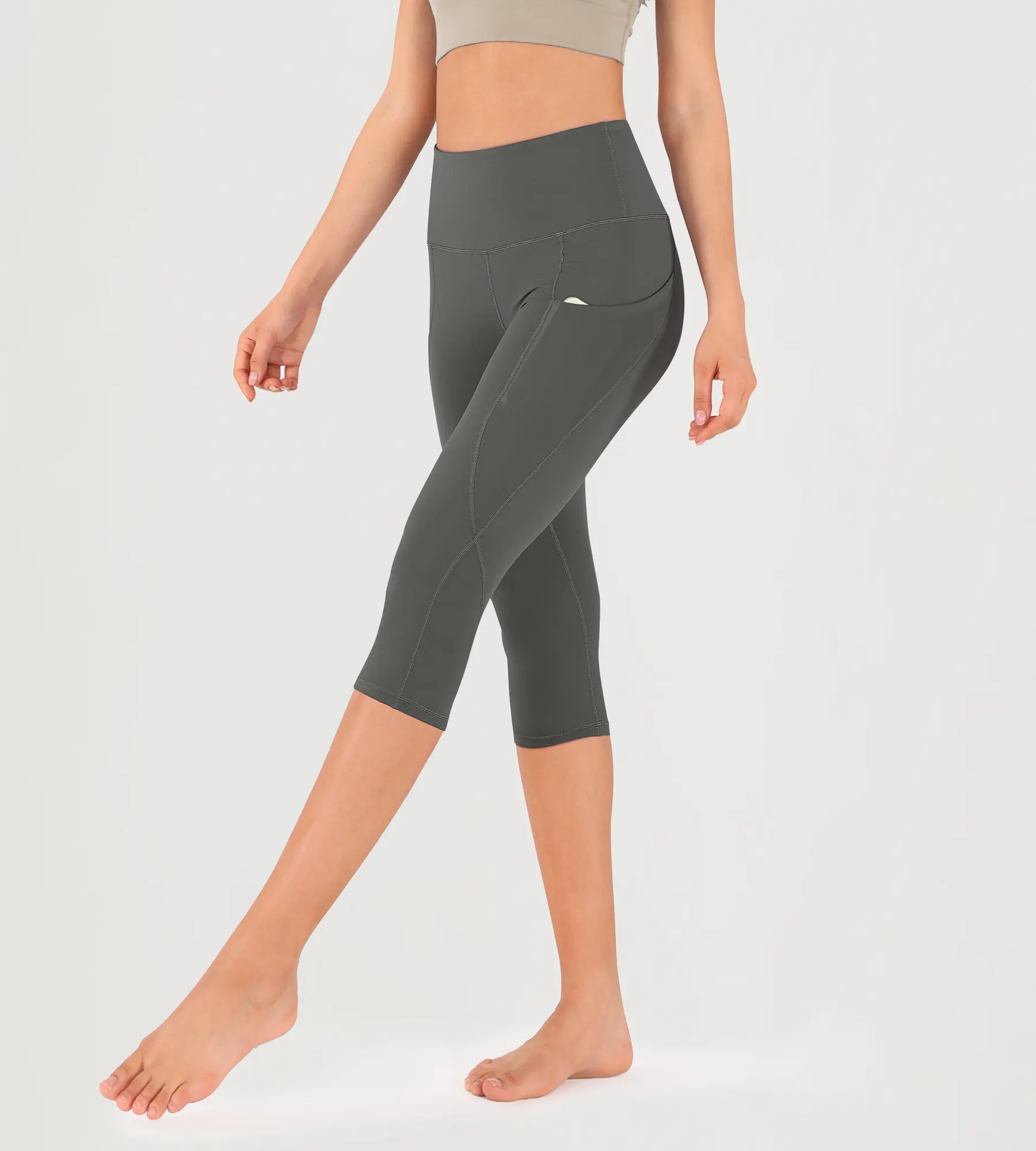 19" High Waist Yoga Capris with Pockets - Image 54