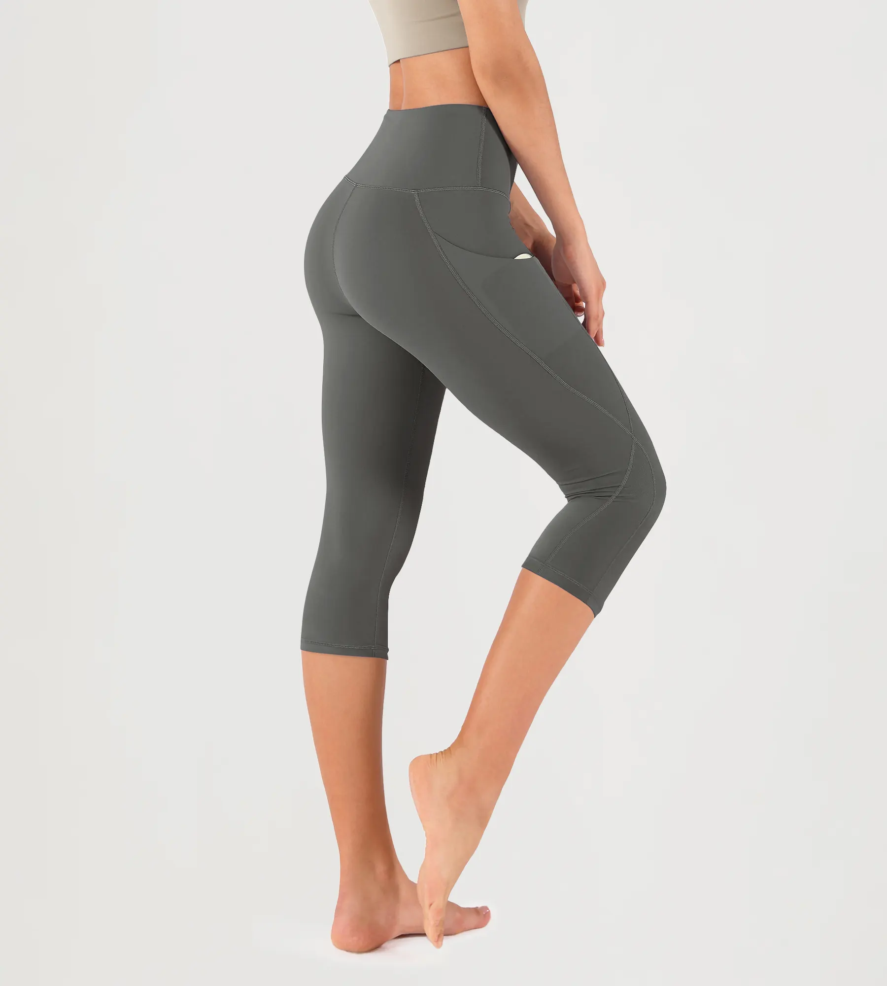 19" High Waist Yoga Capris with Pockets - Image 55