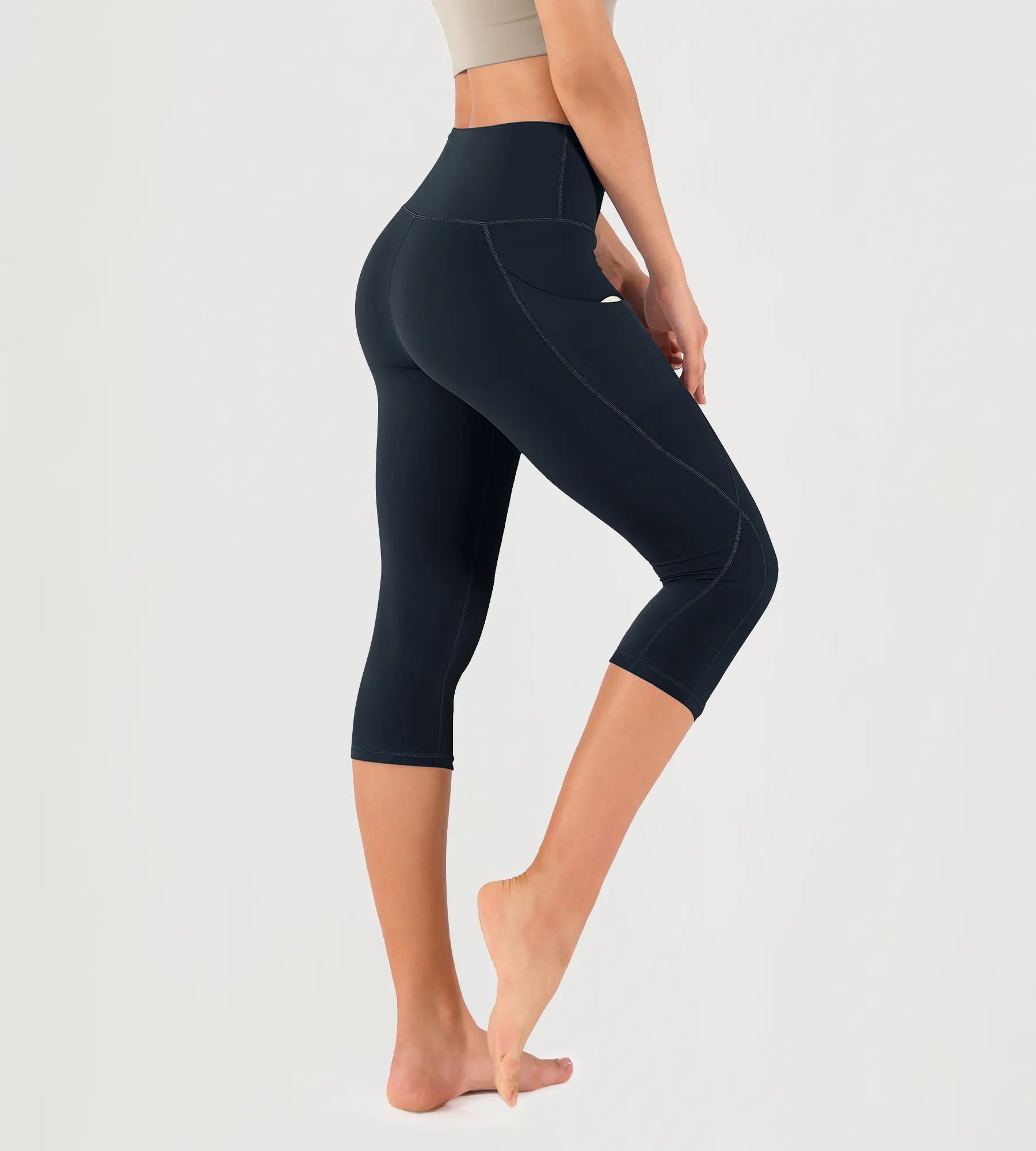 19" High Waist Yoga Capris with Pockets - Image 59